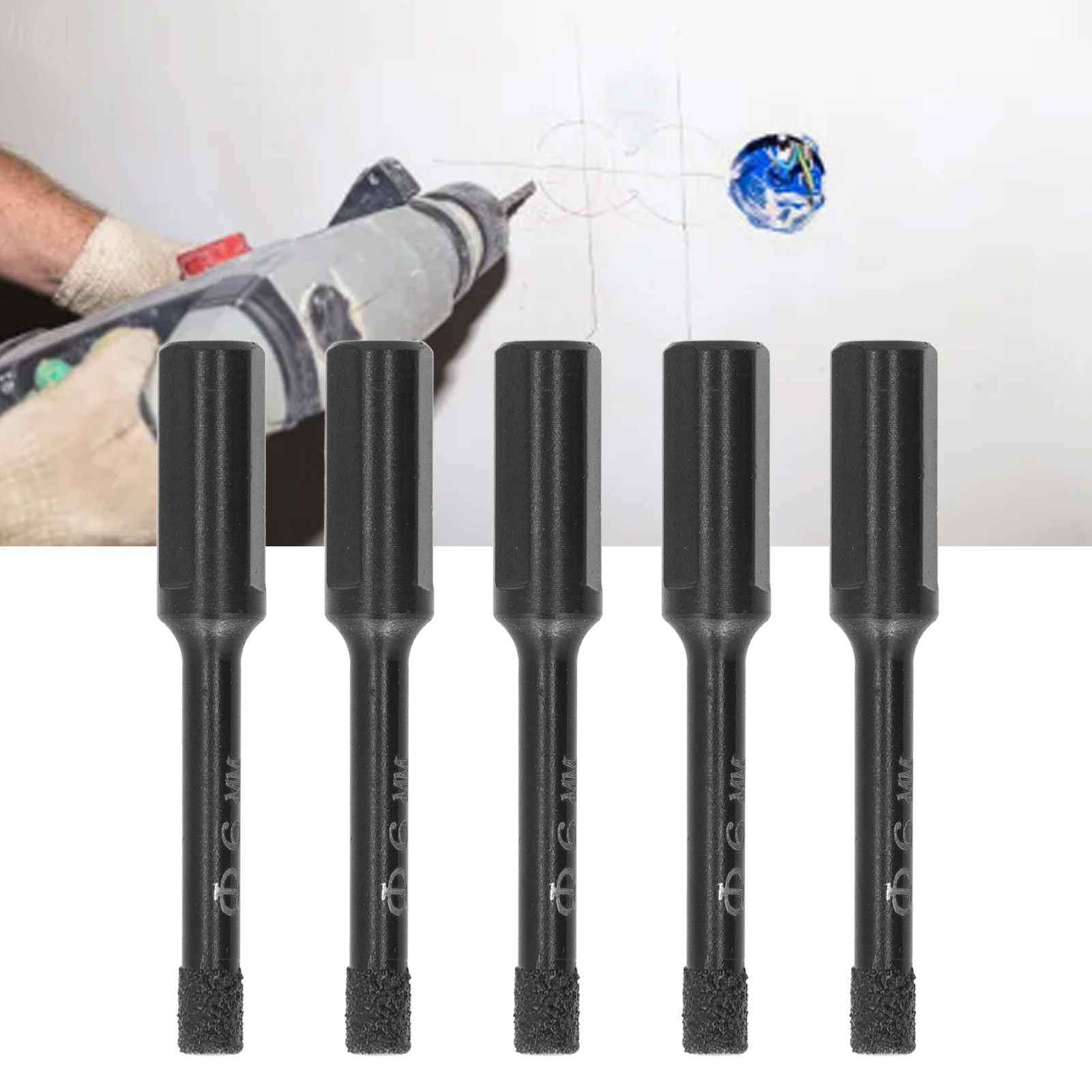 Φ6mm Lötbohrer Für Keramikfliesen, Glas, Marmor Und Platten Für Trocken- Und Nassbearbeitung Wird In 5er-packs Verkauft.