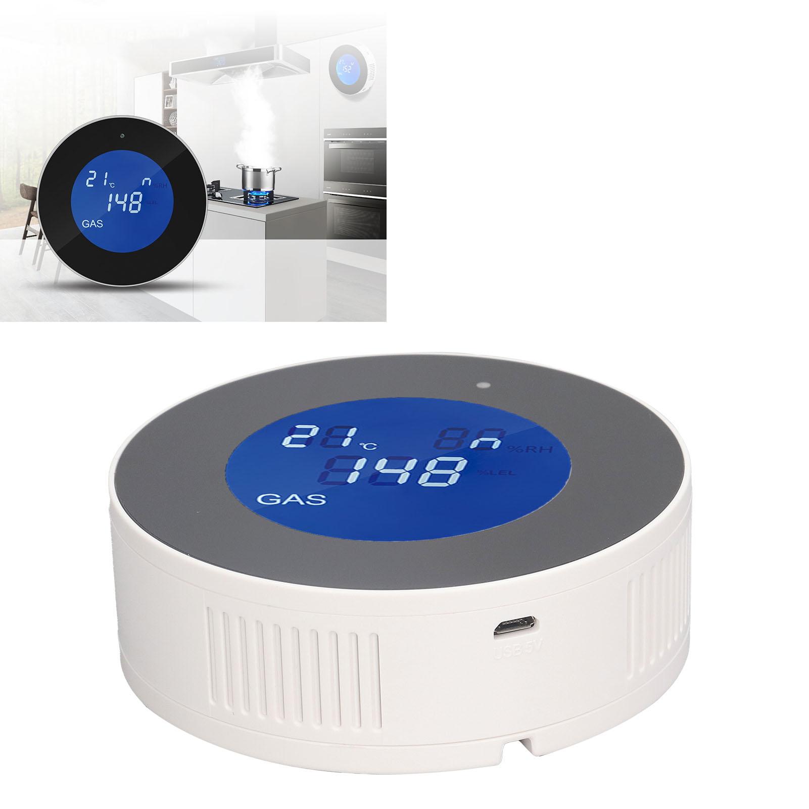 Tuya Smart Wifi Intelligenter Gasdetektor Für Den Heimgebrauch: Alarm Bei Ch4, C2h6, C3h8, C4h10 Mit Präziser Digitalanzeige Und 90 Db Akustischem Alarm.