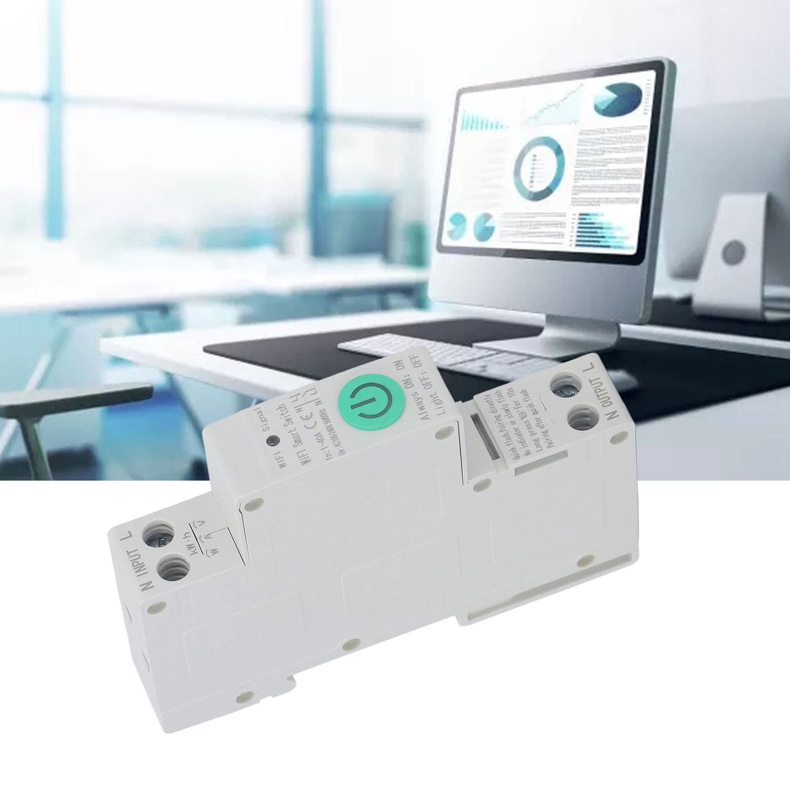 Intelligenter Wlan-leistungsschalter Ac100-240v Mit Fehlerstromschutzschalter Und 1p/40a-zähler (tuya-app, Din-schienen-fernbedienung)