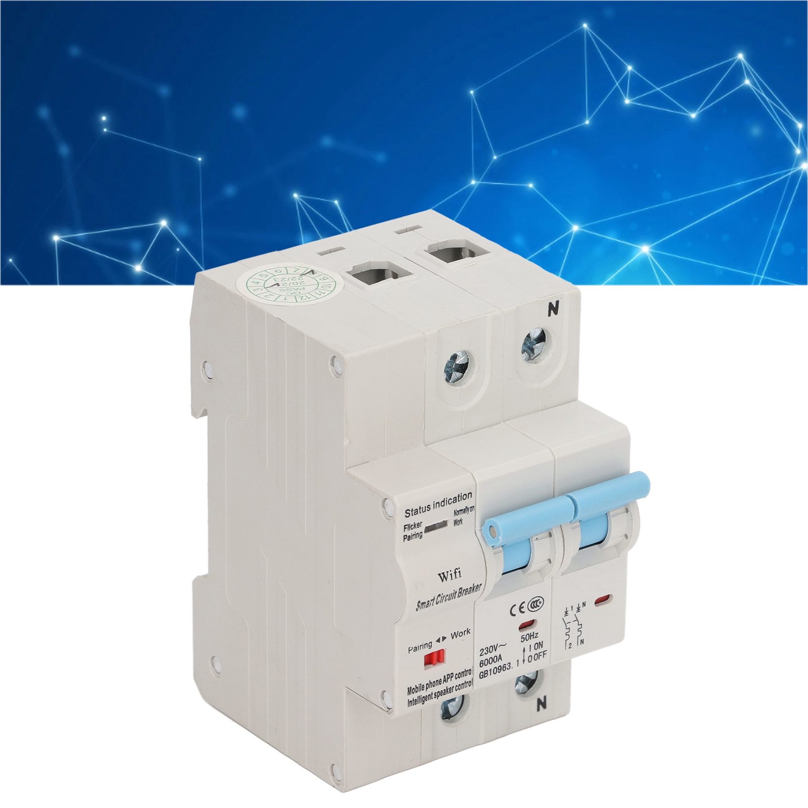 Intelligenter Wlan-leistungsschalter 230 V Ac 2-polig Für Din-schiene, Intelligenter Rücksetz-leistungsschalter, 80 A Fehlerstromschutzschalter