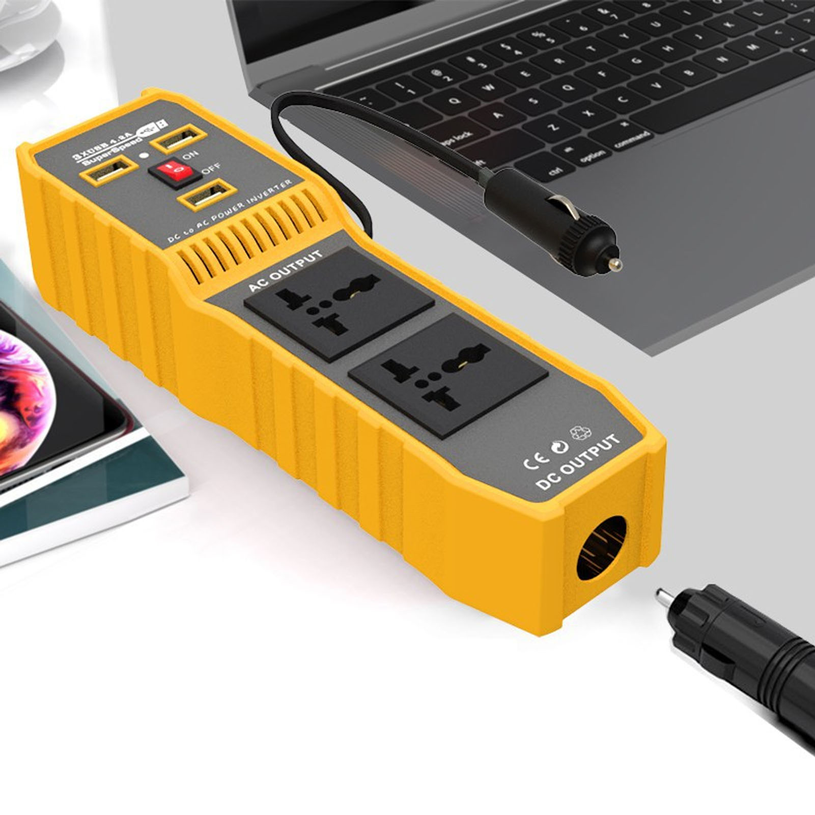 Kfz-steckeradapter Mit 3 Usb-anschlüssen, 2 Universalsteckdosen, 1 Zigarettenanzünderbuchse, Dc12v Auf Ac110v Wandler, 200w Kfz-wandler.