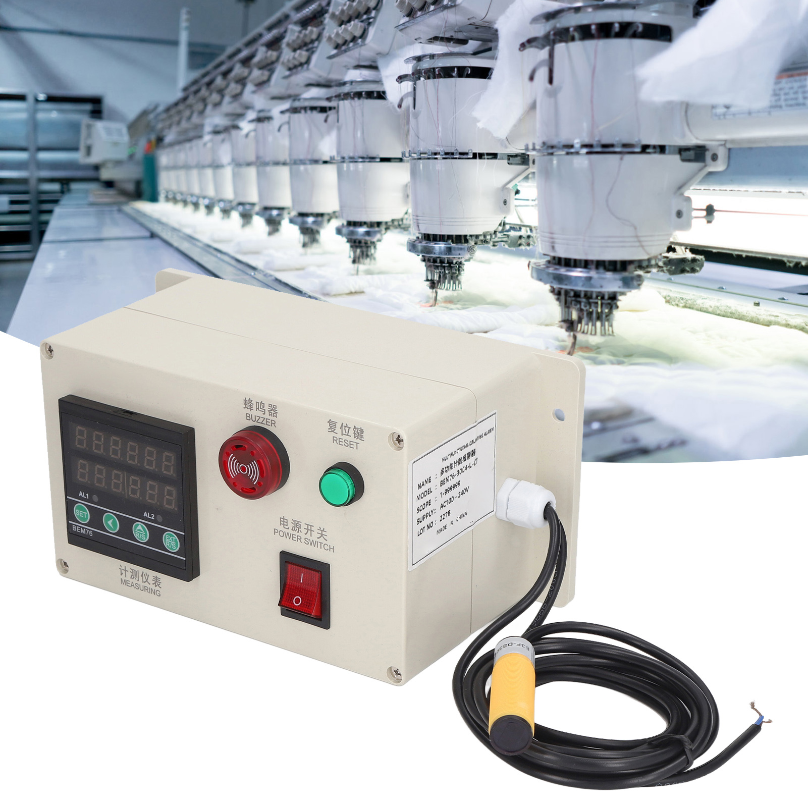 Alarmgerät Berm/bem76-30c4-l-ct Mit Volldigitaler Anzeige Und Montagekasten, Industrielles Digitalmessgerät, 100–240 V Wechselstrom