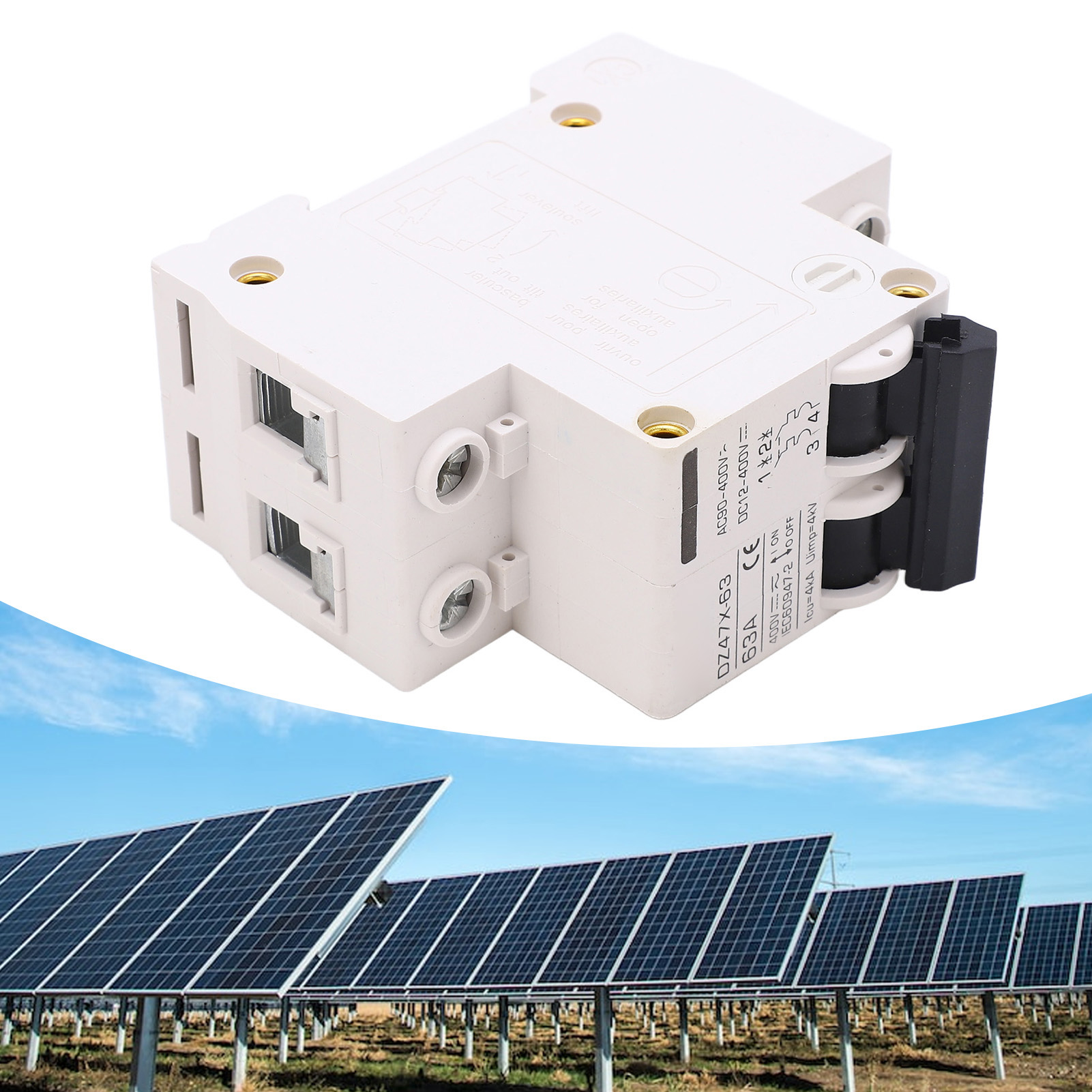 Baoyidz47x-63 63a 400v Ac/dc 2p Miniatur-leistungsschalter Für Photovoltaikanlagen, Din-schienenmontage
