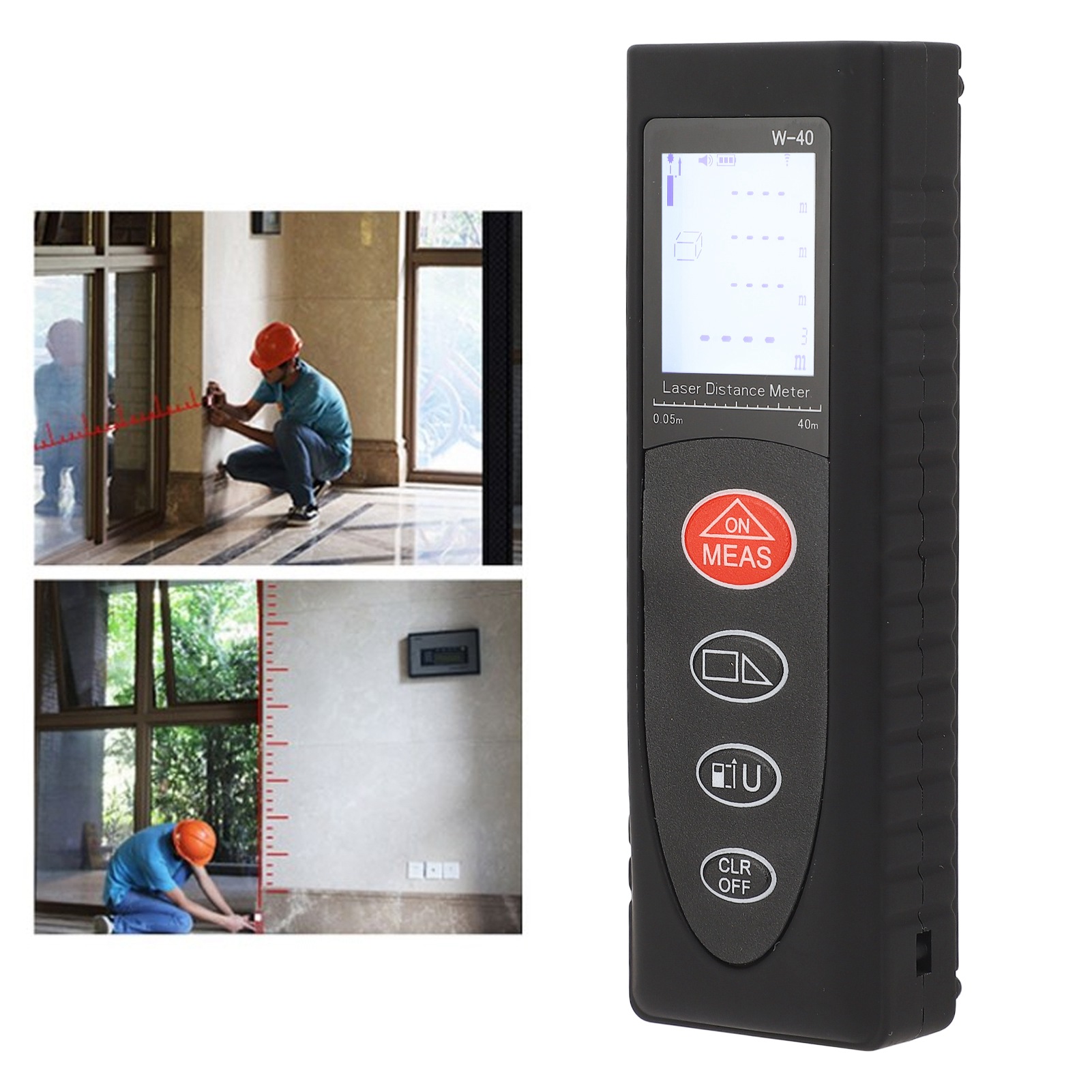 W-40 Mini Wiederaufladbarer, Tragbarer Entfernungsmesser Mit Elektronischem Lineal, 40 M Reichweite