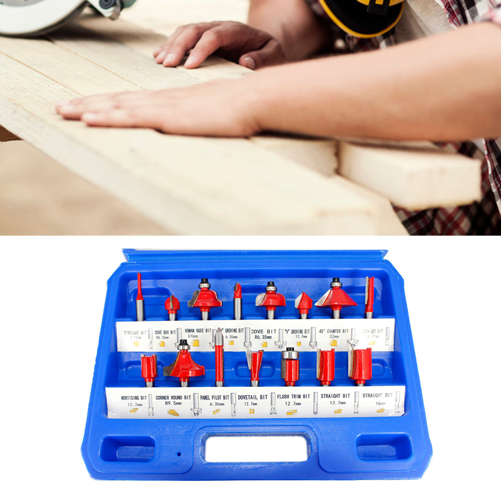 Set Mit 15 Fräsern Mit 6,35 Mm (1/4") Schaft Für Zierfräsmaschinen, Holzbearbeitungsfräser, Hartmetallspitzen