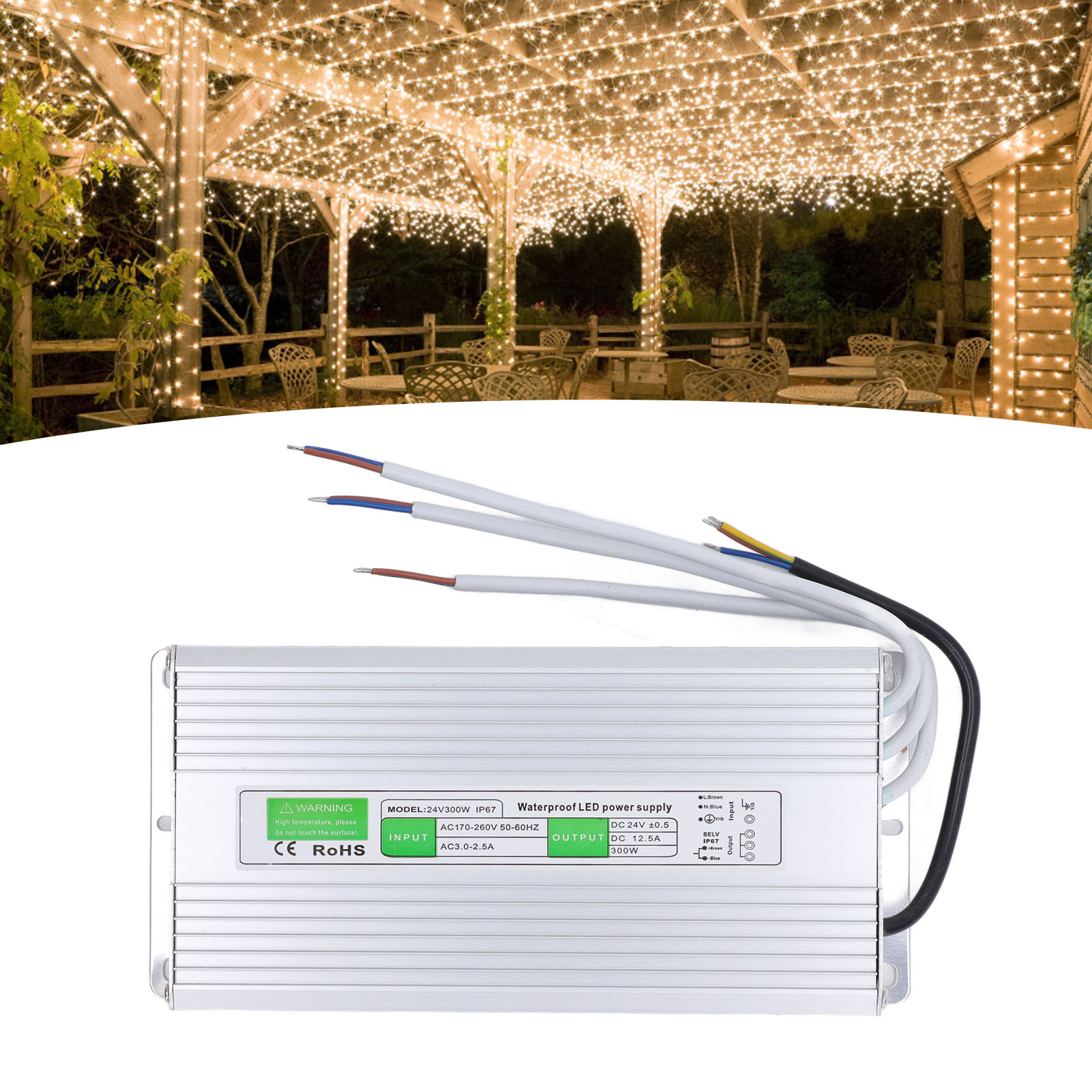 Led-treiber, Led-netzteil Mit Schutzart Ip67 (wasserdicht), Led-transformator, 170-260v Ac Auf 24v Dc Dc-dc-wandler, 300w Konstantspannungs-led-schaltnetzteil.
