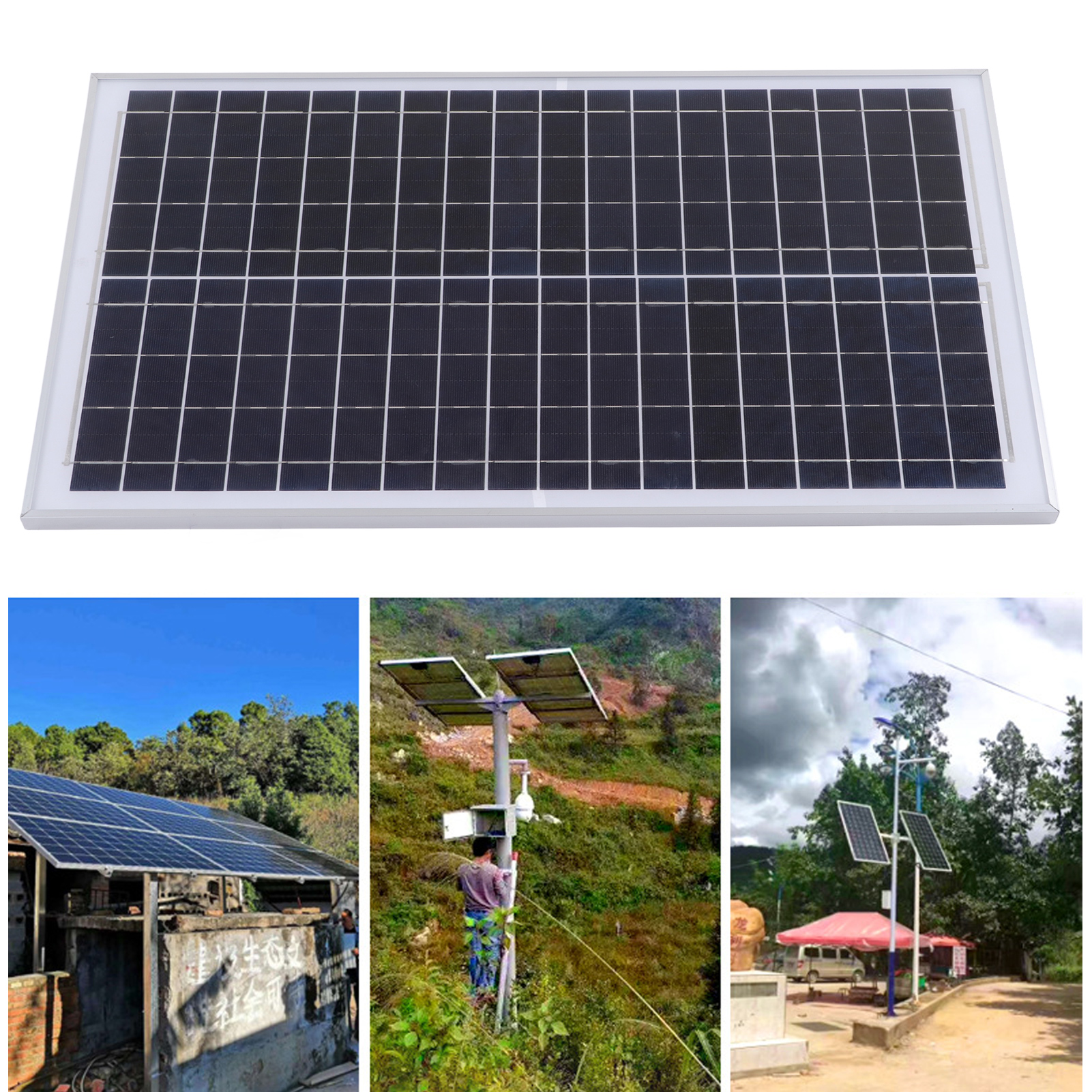 Solarmodul, Polykristallines Silizium, 30-w-last, 18-v-stromerzeugungs-, Überwachungs- Und Stromversorgungssystem, Photovoltaikmodul.