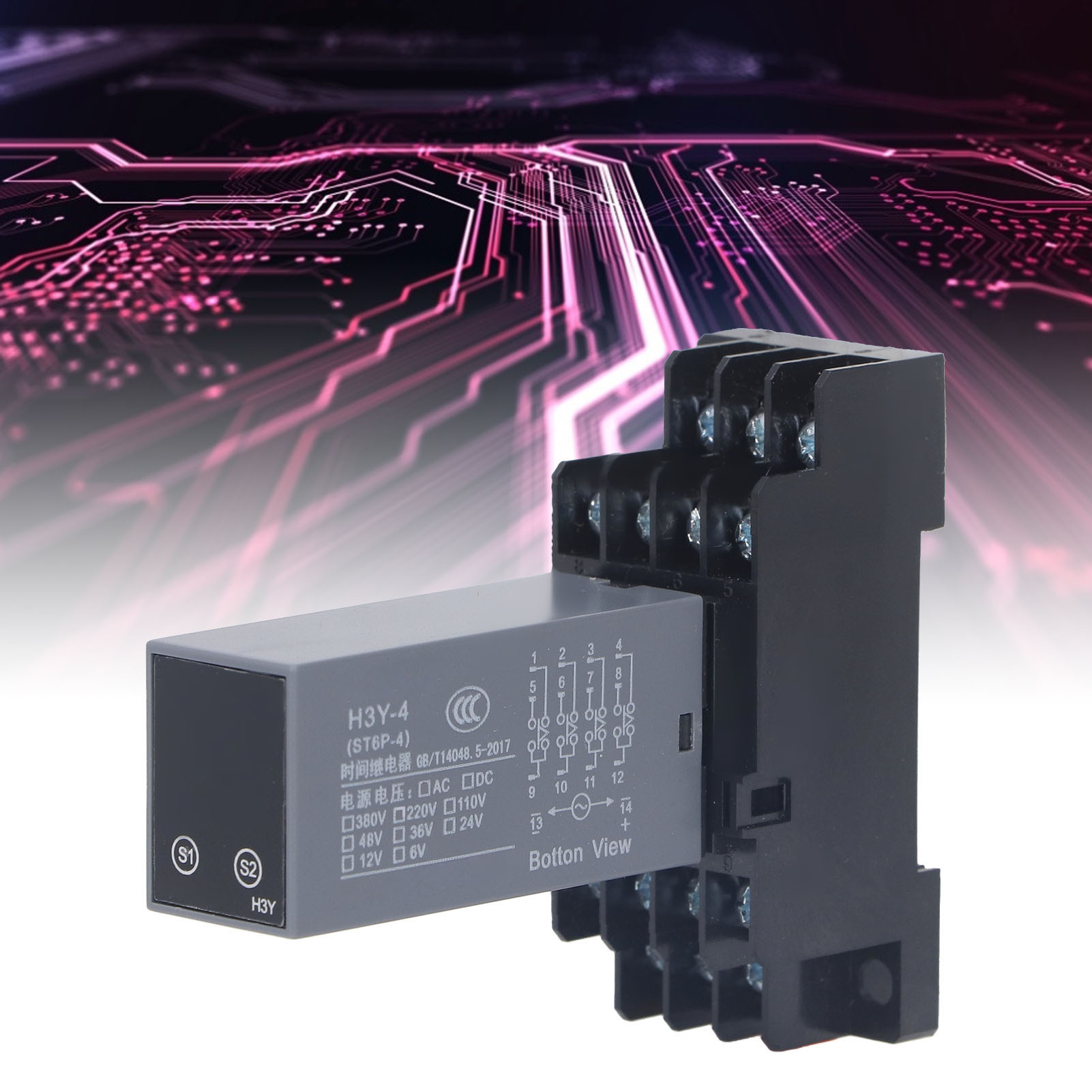 Multifunktionales Digitales Zeitverzögerungsrelais H3y-44 Kanäle Mit Ac380v-sockel
