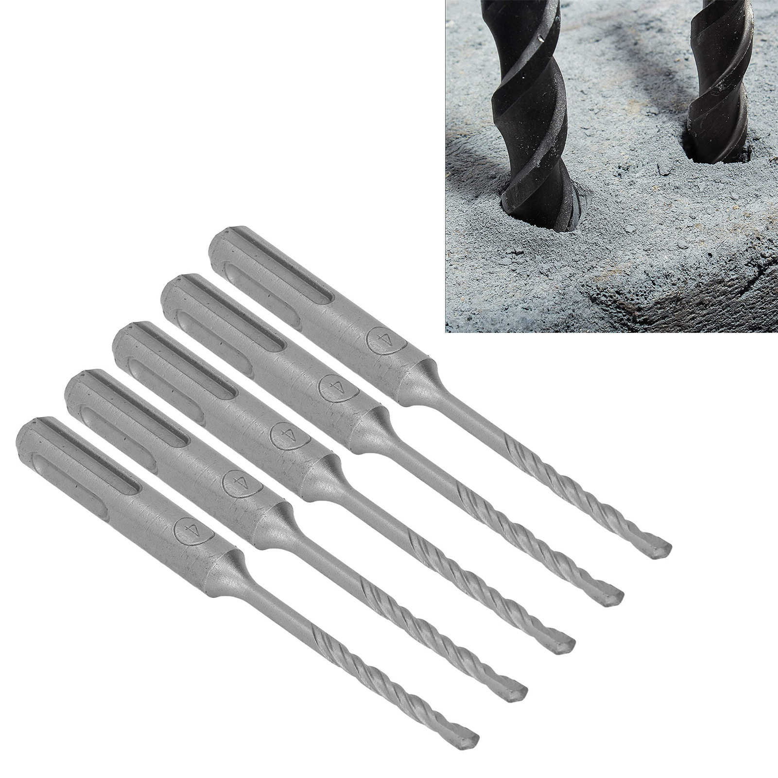 Set Mit 5 Schlagbohrern, 110 Mm Lang, Hartmetallspitzen Für Rotierende Schlagbohrer Für Ziegel, Stein Und Beton, 4 Mm.