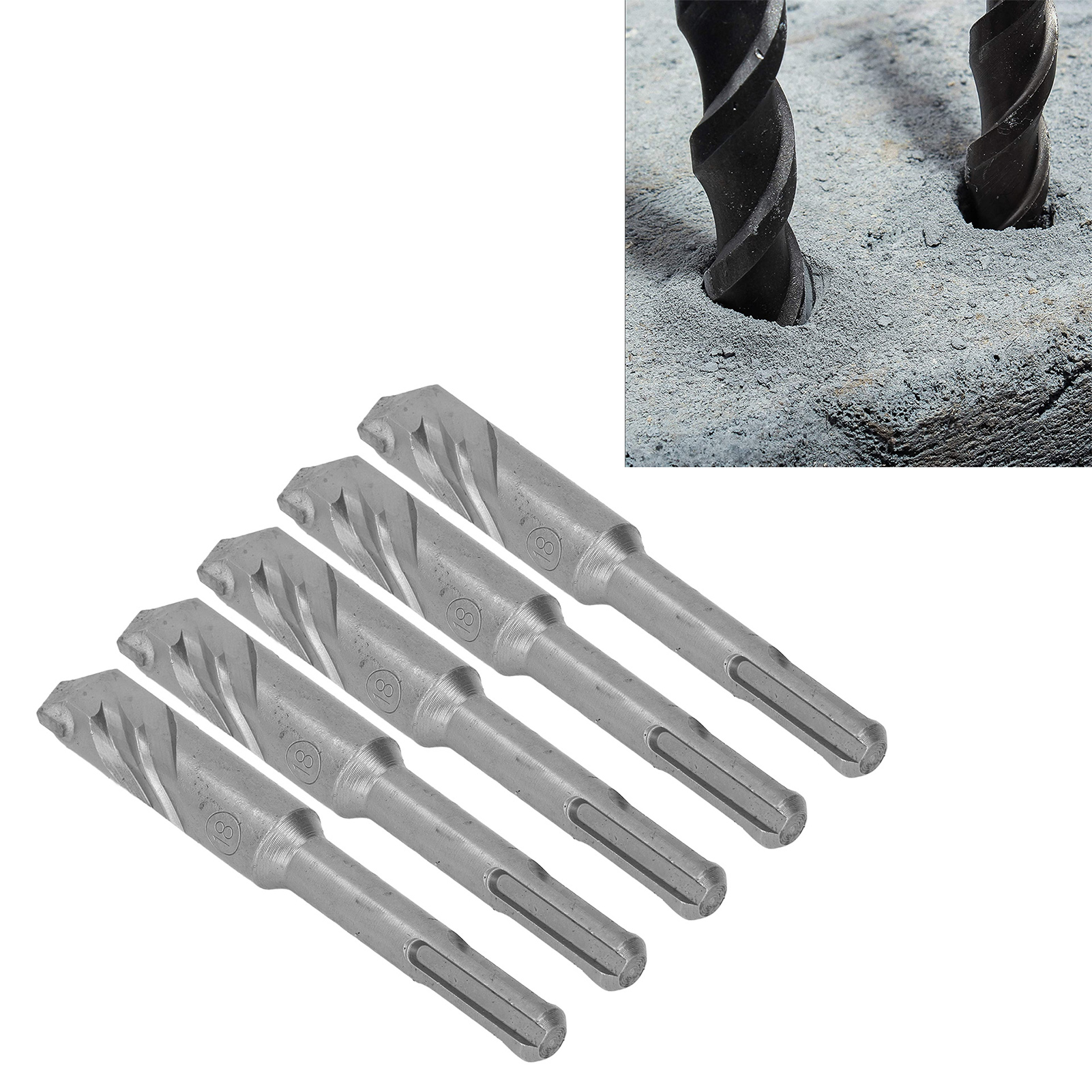 Fünf 110 Mm Lange Schlagbohrer Werden Zusammen Verkauft Hartmetallspitzen Für Rotierende Schlagbohrer Für Ziegel, Stein Und Beton (18 Mm).