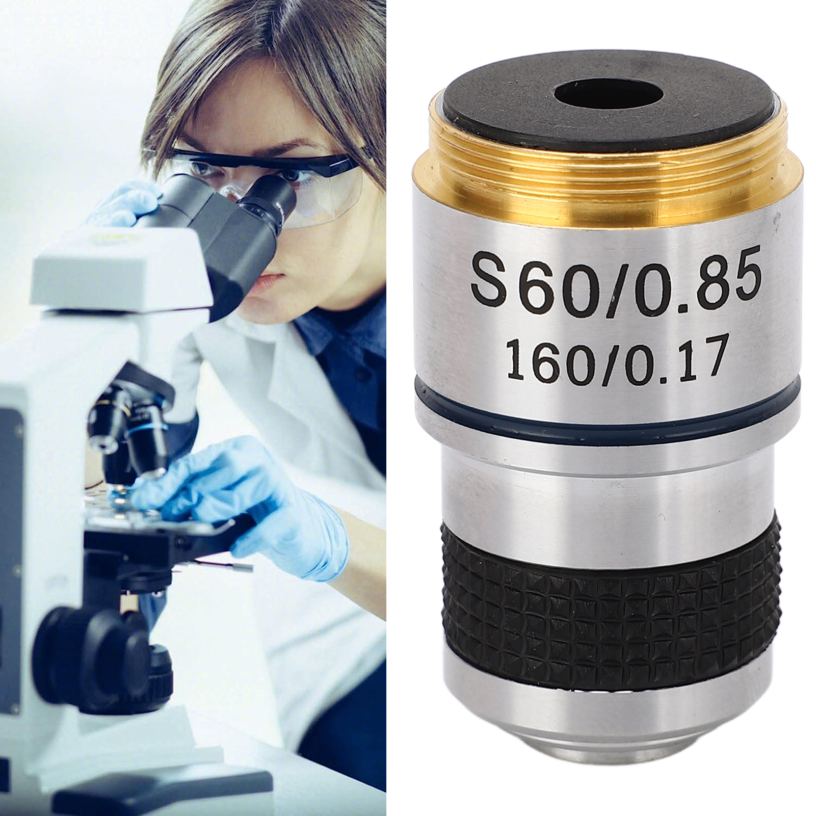 60x 185 Achromatisches Objektiv Für Biologische Mikroskope, 185 Mikroskopobjektiv, Mikroskopzubehör
