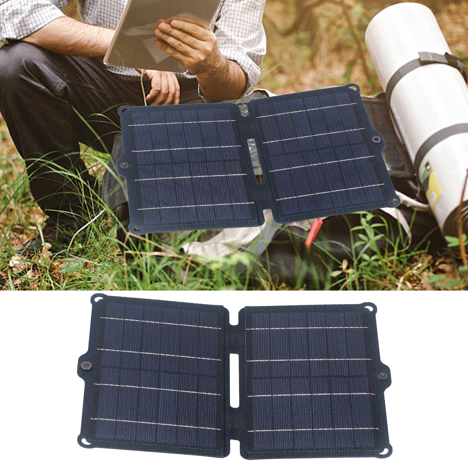 8-w-falt-solarladepanel, Zwei Usb-anschlüsse (5 V, 0–2 A)