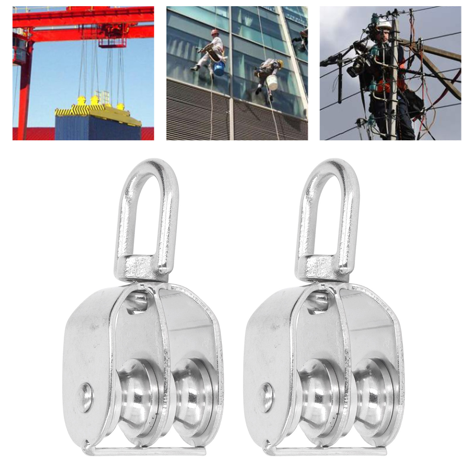 Zwei M20 Doppelrollen, Tragfähigkeit 75 Kg, Rollen Aus Edelstahl, Robuste Drehrollen, Antriebsräder Für Drahtseilkran-hebekabel, Verwendet Zum Heben Von Seilen.