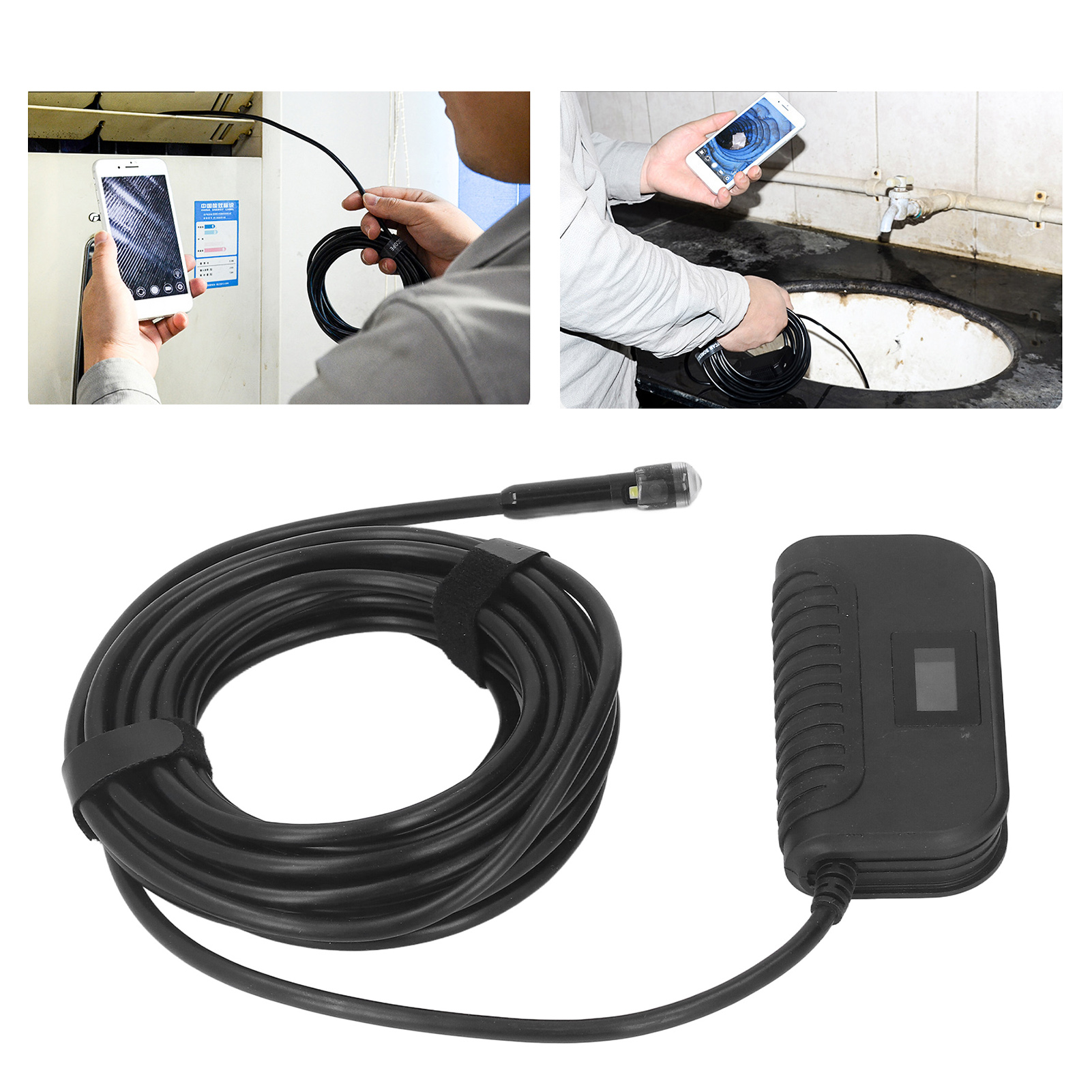 Wasserdichte, Hochauflösende Dual-objektiv-endoskopkamera Mit 5 Metern Reichweite, Wlan Und Flexiblem Endoskop Für Die Industrielle Rohrleitungsinspektion