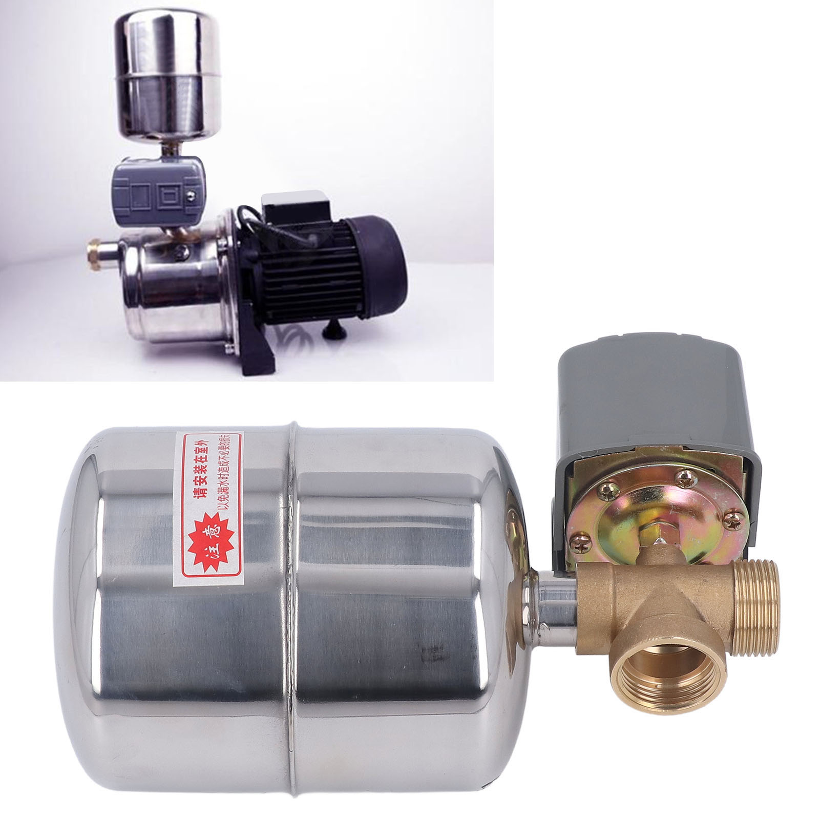 Vierwege-selbstansaugwasserpumpe Mit Einflügeliger Spindel, Edelstahl-druckbehälter Und 110-230v-druckschalter.