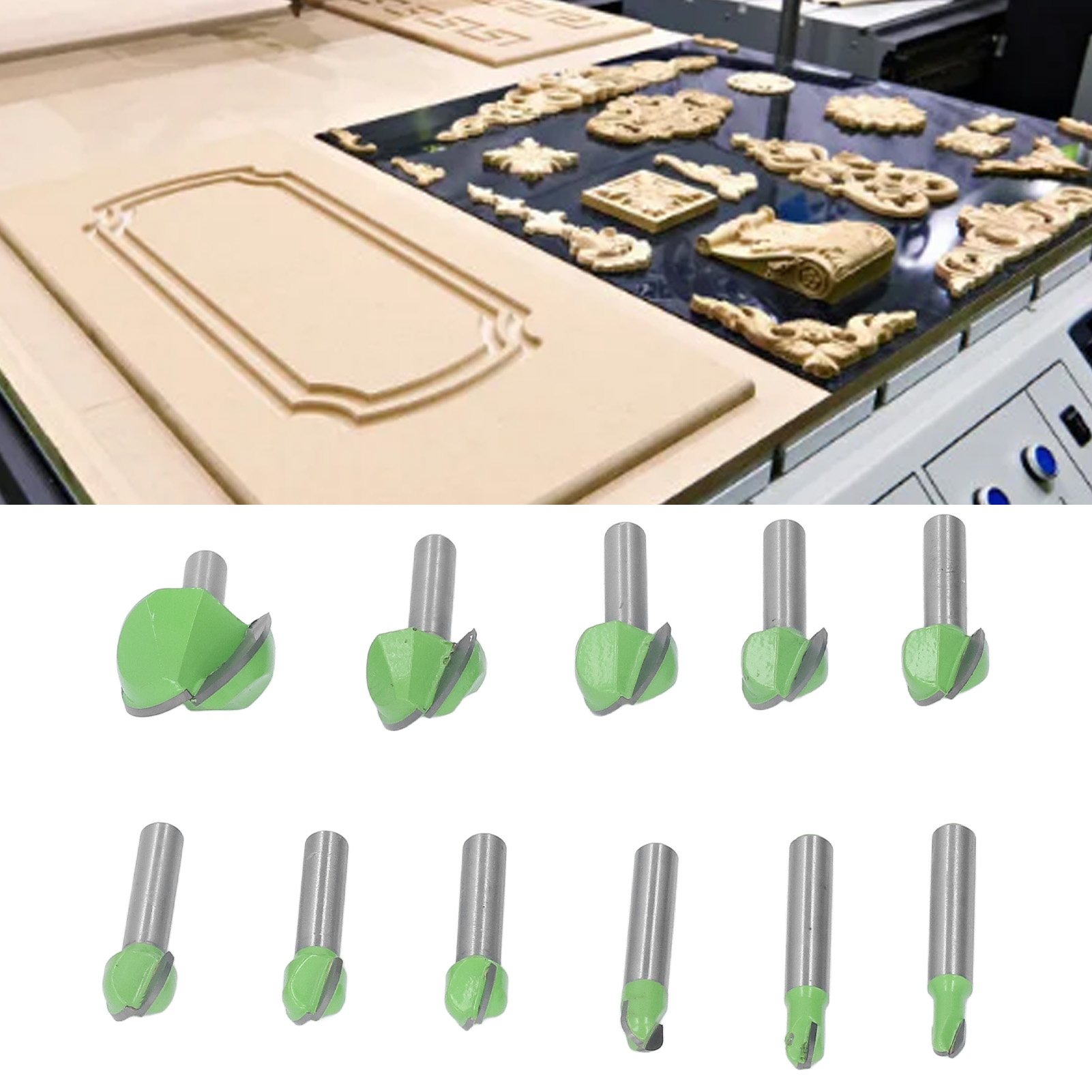 8-teiliges Set Halbkreisförmiger Holzfräser Mit Griffen, Dekorative Rundkopffräser Mit Prägung, Kugelspitzenfräser, Holzfräser, Rundbodenfräser, 11-teiliges Set