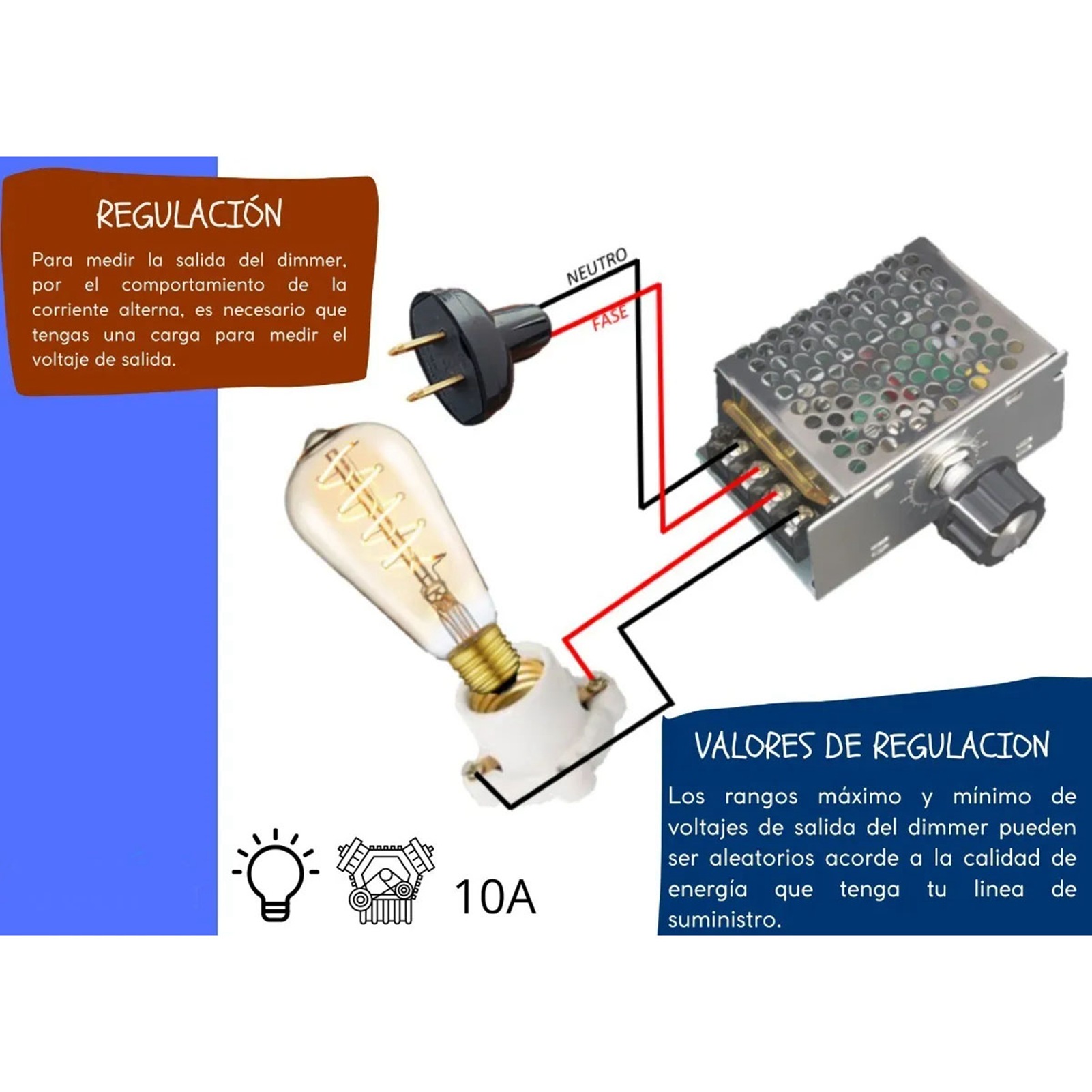 Elektronischer 4000-w-thyristor-spannungsregler Mit Hoher Leistung, Stromvariation, Drehzahlregelung Und Temperatureinstellung, Ausgestattet Mit Einem Sicherungshalter.
