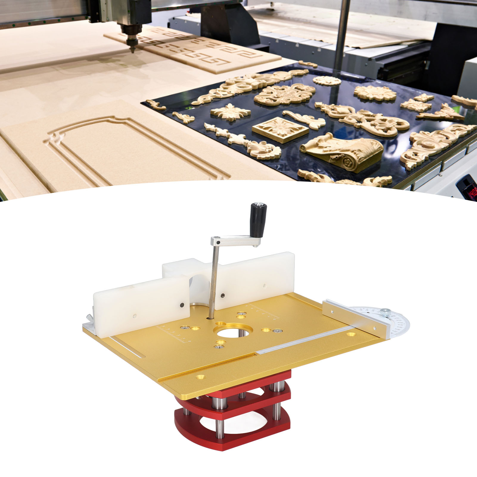 C8 Holzgraviermaschine Aus Aluminiumlegierung Mit Umgedrehter Platte, Gerilltem Tisch, Entgratungs- Und Fasenfunktion (gold)