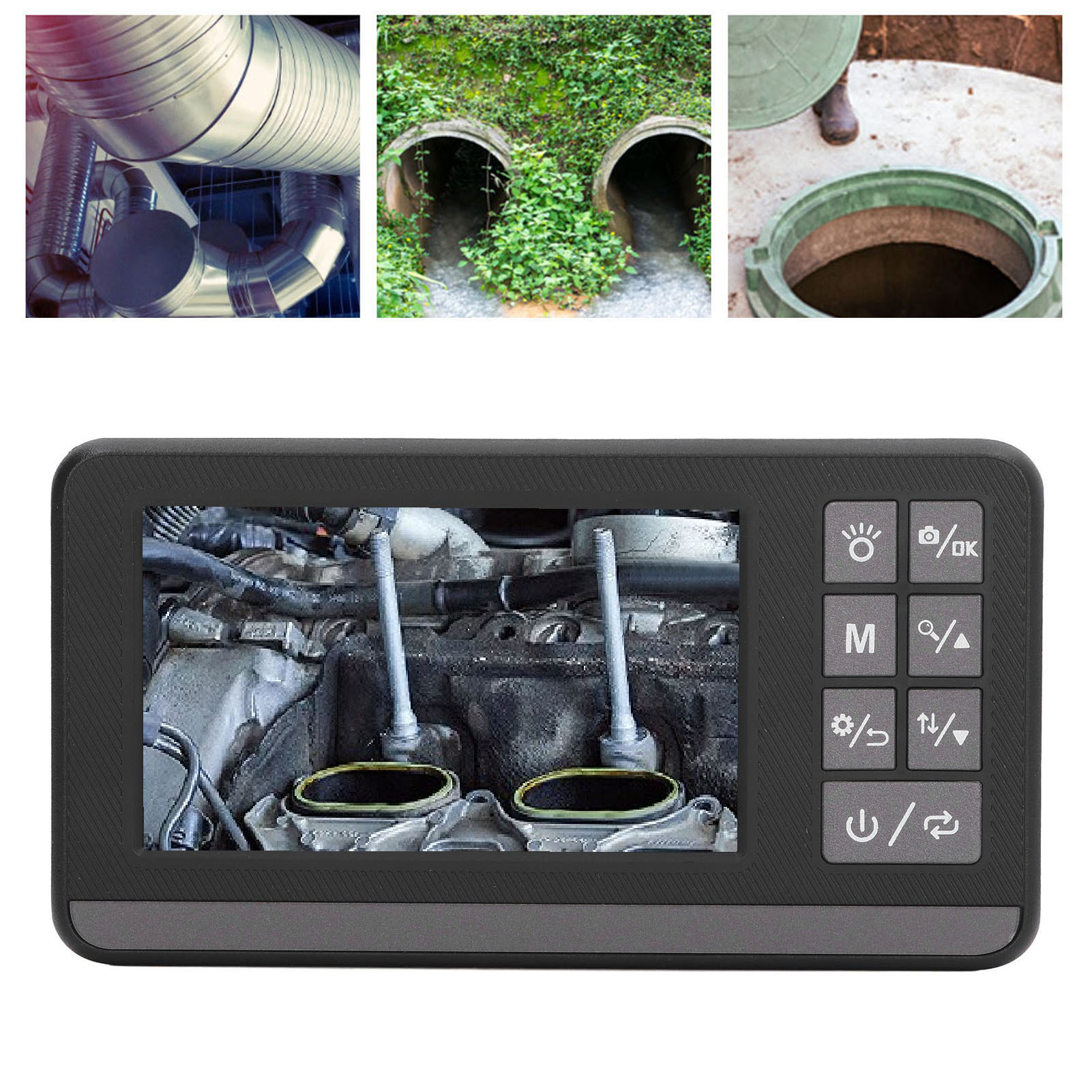Industrielles Rohrendoskop 1080p, 4,3-zoll-hd-dual-lens-endoskop Mit Bildschirm, Ip67 Wasserdichte Kamera Mit 8 Led-leuchten + 1 Seitenleuchte, Tf-kartenspeicher (3 Mb/s)