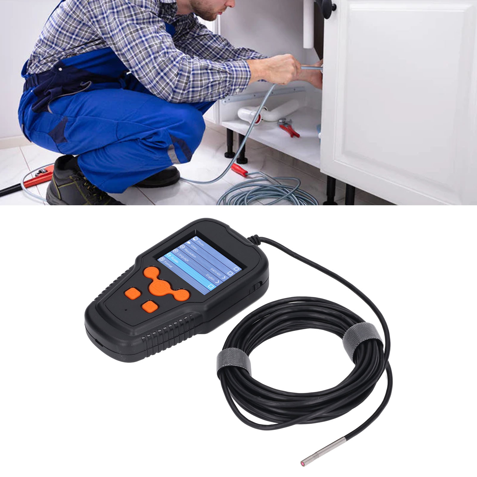 Tragbares Industrieendoskop Mit Hoher Auflösung, Bildschirm, 3,9-mm-objektiv, 2,4-zoll-farb-lcd-bildschirm, 1080p-rohrkamera, Kamera Für Kfz-reparatur Und -inspektion, Endoskop.