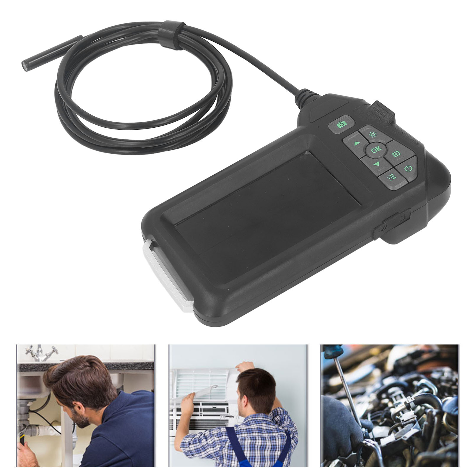 Industrie-/flexible-rohrreparaturendoskop (8 Mm) Mit 4,3-zoll-hd-1080p-einzelkamera Und Bildschirm, Reichweite 10 M.