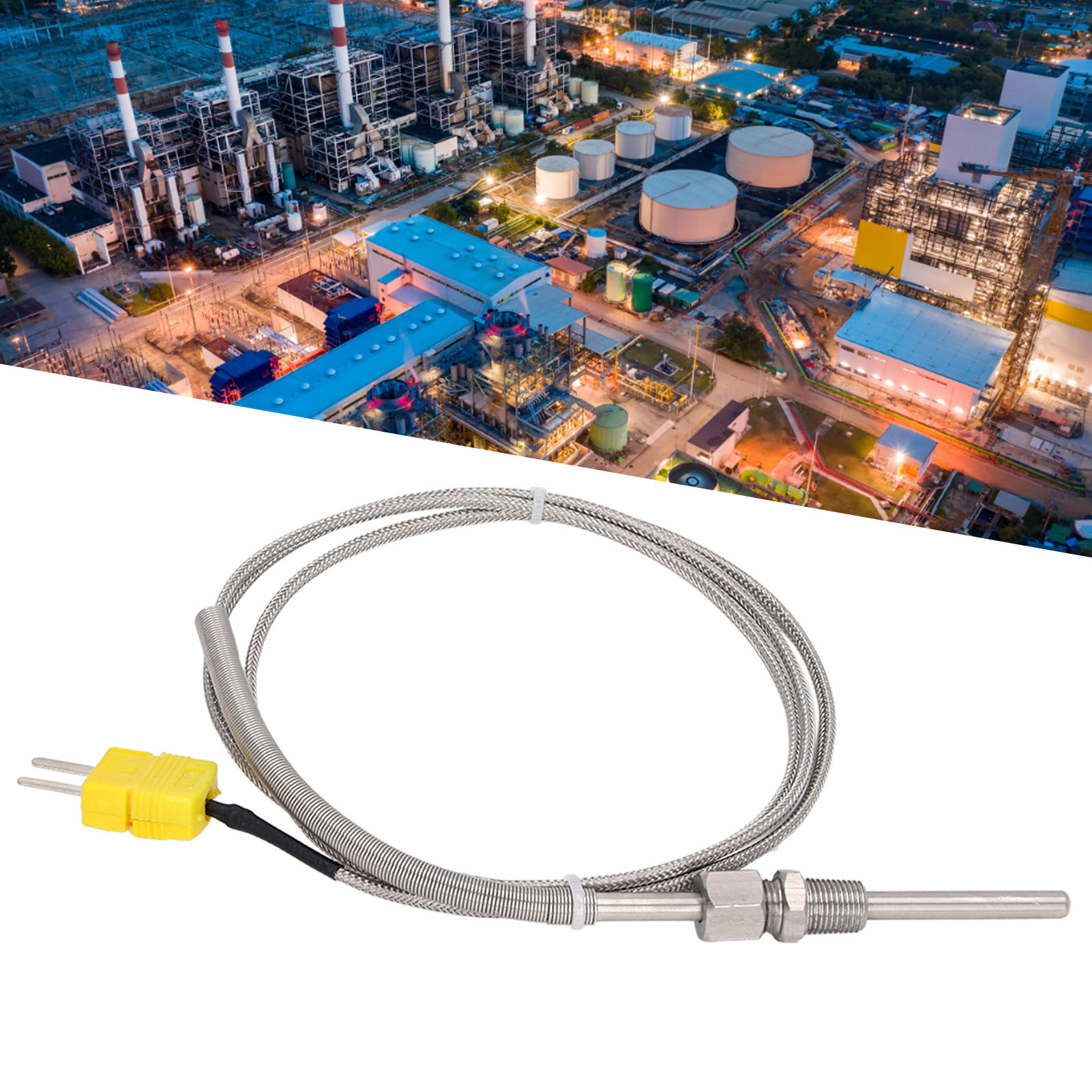 Temperaturfühler Typ K, Verstellbarer Kopf, 1/8"-gewinde, Gelber Stecker, Keramikisolierung, 80 Mm Durchmesser