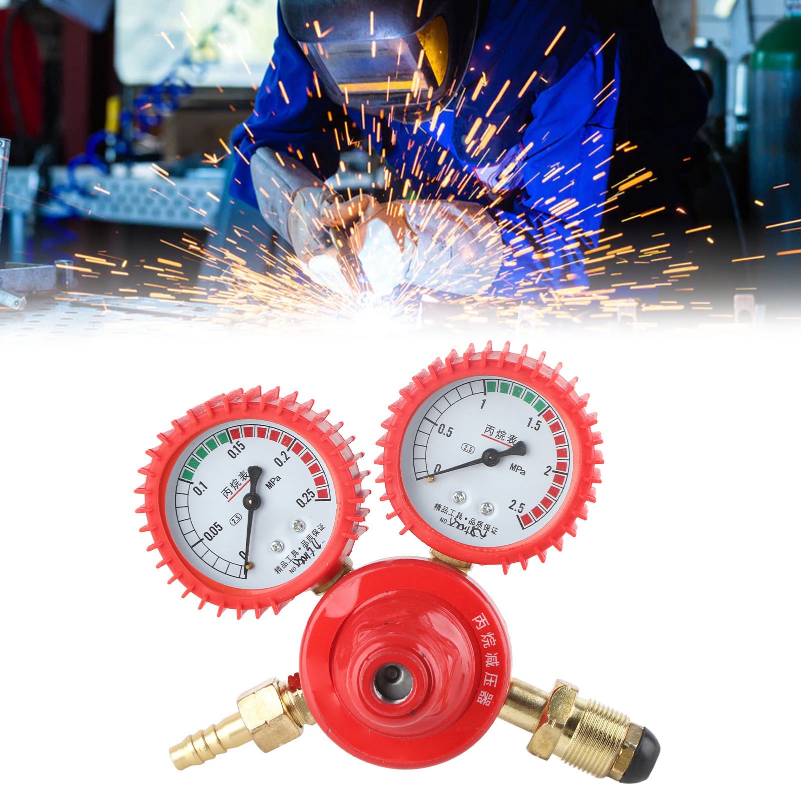 Gasregler, Stoßfestes Propangas-manometer, Druckminderer