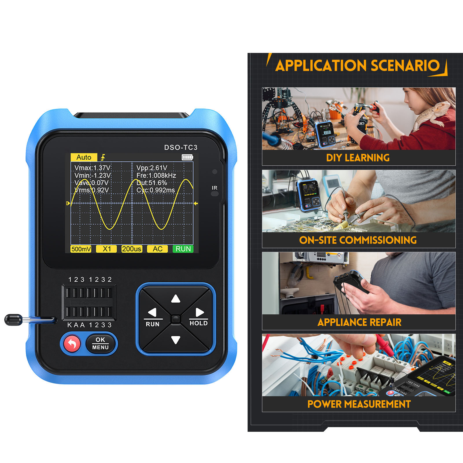 Dso-tc3 Digitaloszilloskop, Transistortester Und 3-in-1-lcr-meter, Tragbar Und Kompakt, Standardgröße