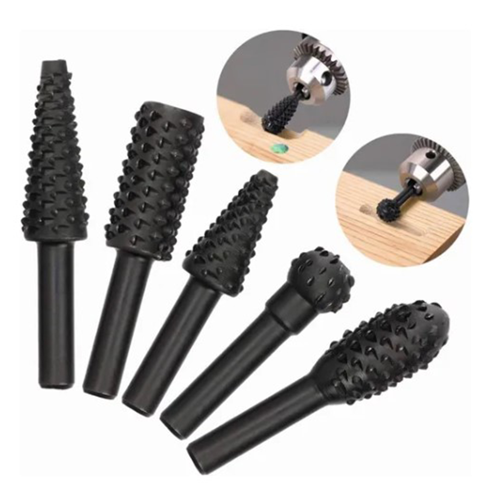 Set Mit 5 Rotationsfeilen Für Die Holzbearbeitung - Schwarze Ausführung Set Mit 10 Elektrischen Rotationsfeilen Für Hartholz Mit Schleifköpfen Und Schnitzwerkzeugen.