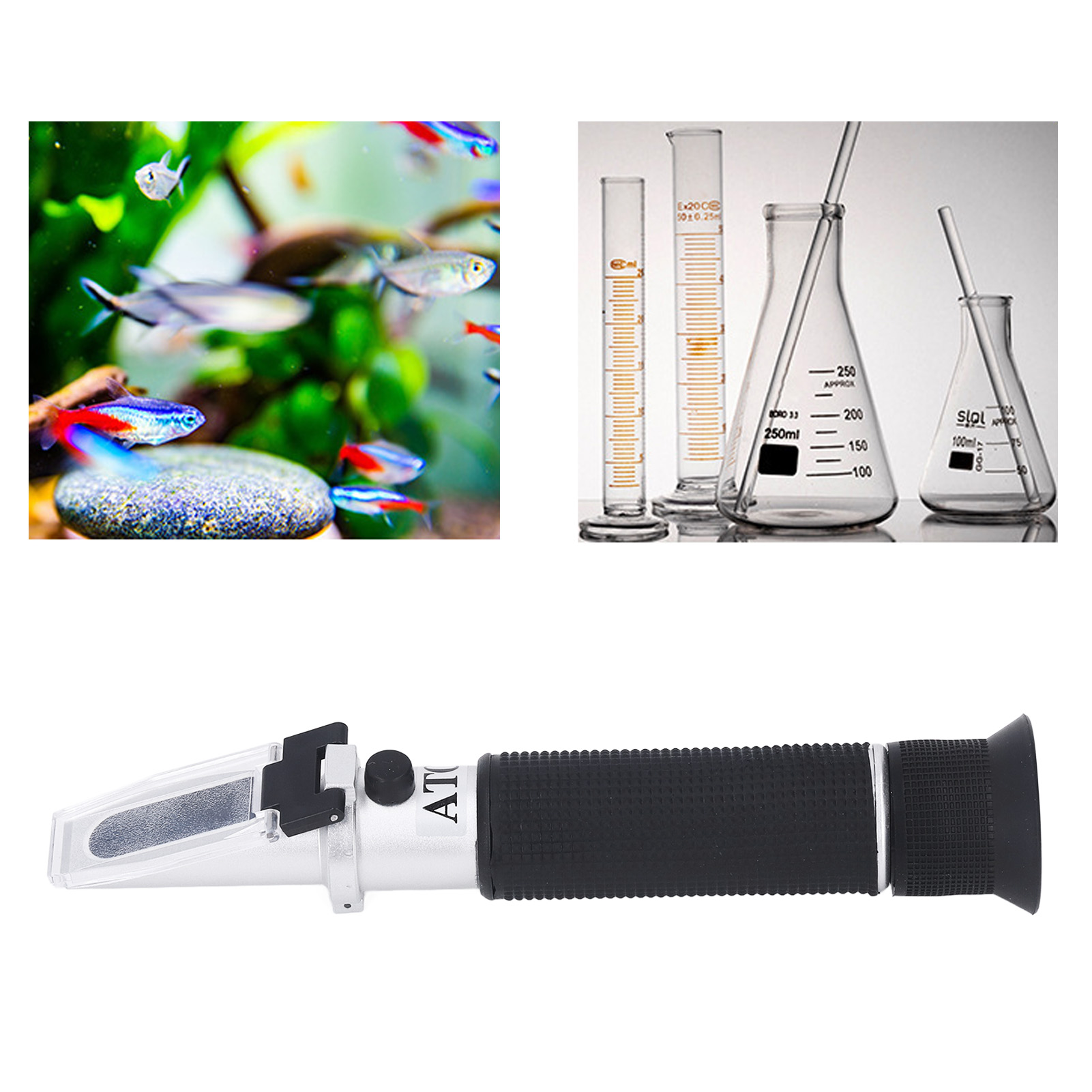 Salzwasserrefraktometer Für Die Meerwasseraquarien-fischzucht, Gerät Zur Messung Von Dichte Und Salzgehalt In Zwei Skalen, Optisches Salinometer 0-100 Ppt Und 1.000-1.070 Mit Atc.