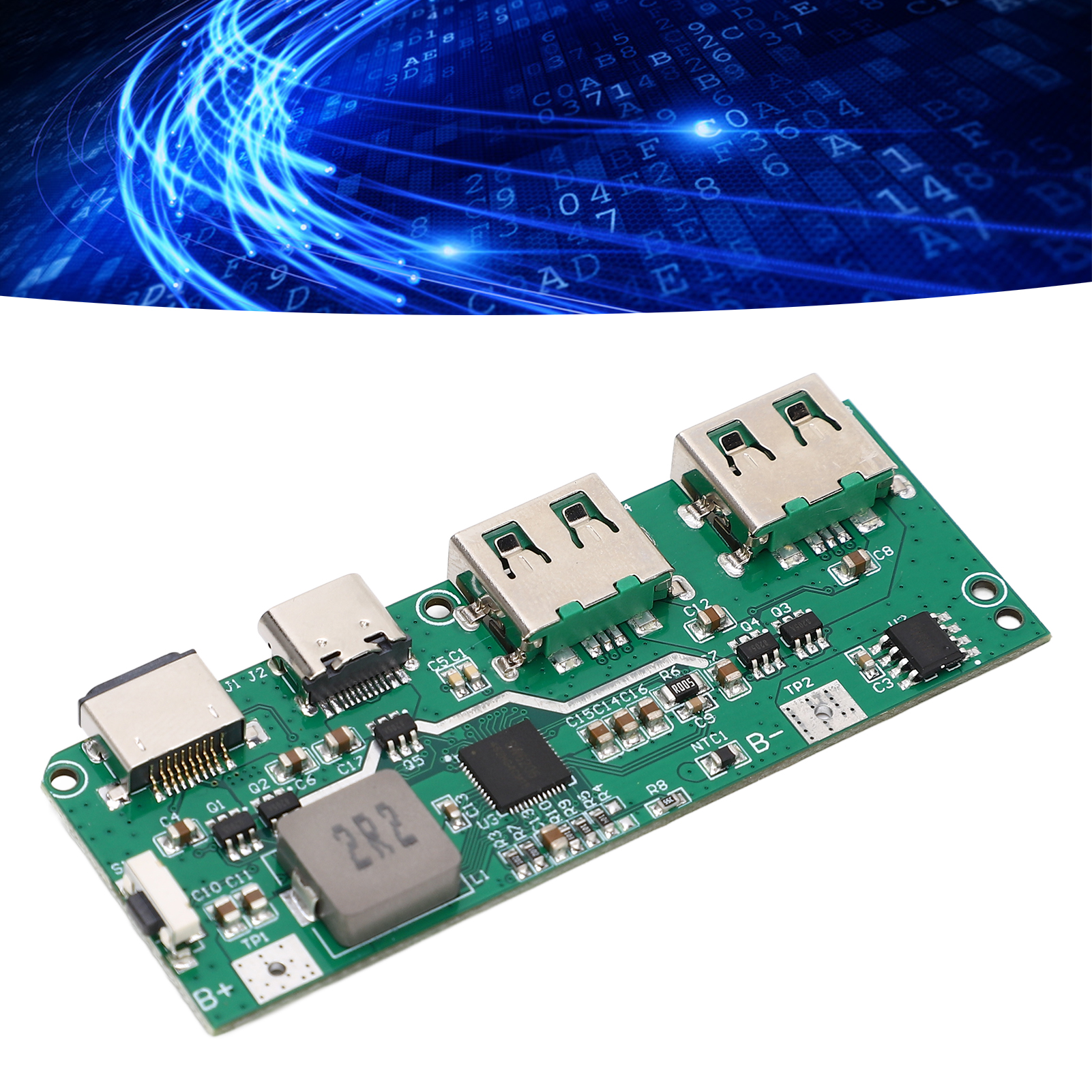 Externer Akku Mit Micro-usb/typ-c-anschluss, Dualer Led-anzeige, Qc4.0/qc3.0- Und 18650-schnelllademodul