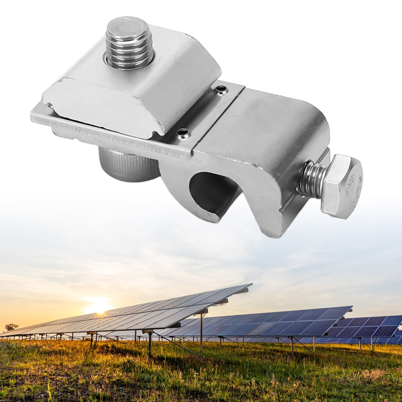Erdungsanschlussklemme Zum Blitzschutz Von Photovoltaikanlagen, Montagezubehör Für Photovoltaikanlagen, M6-innensechskant-erdungselement Mit Montageblock