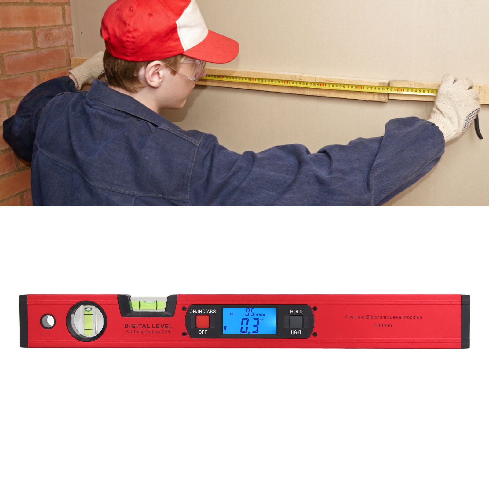 Digitale Wasserwaage (400 Mm), Elektronische Wasserwaage, Magnetische Wasserwaage Aus Aluminiumlegierung, Multifunktionaler Winkelmesser Mit Digitalanzeige