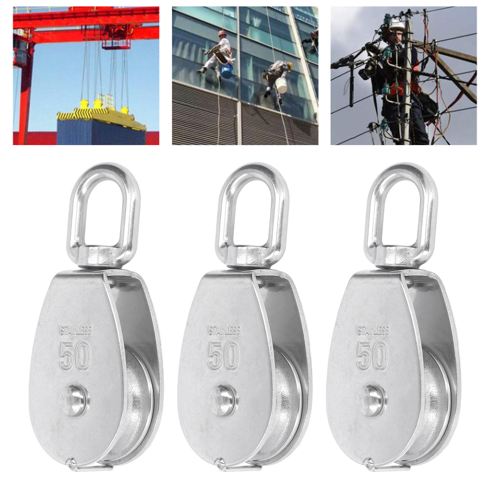 Verkauf Von 3 M50-einzelrollen Aus Edelstahl 304 Für Krane Mit Einer Tragfähigkeit Von 400 Kg. Geeignet Zum Heben Von Leitern, Hebezeugen, Fitnessgeräteliften Und Werkstattliften.