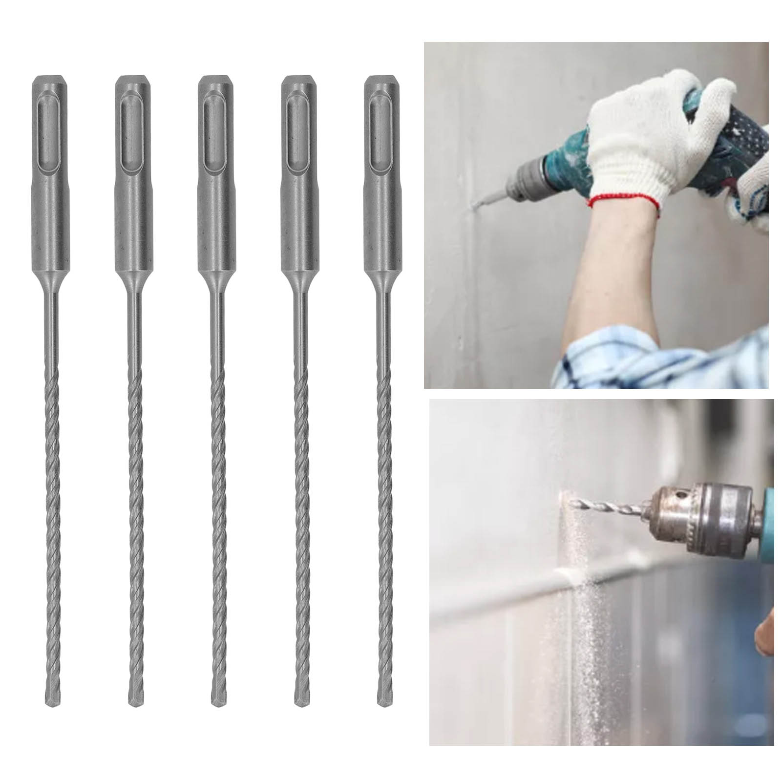 Set Mit 5 Schlagbohrern, 160 Mm Lang, Hartmetallspitzen Für Rotierende Schlagbohrer Für Ziegel, Stein Und Beton, 4 Mm.