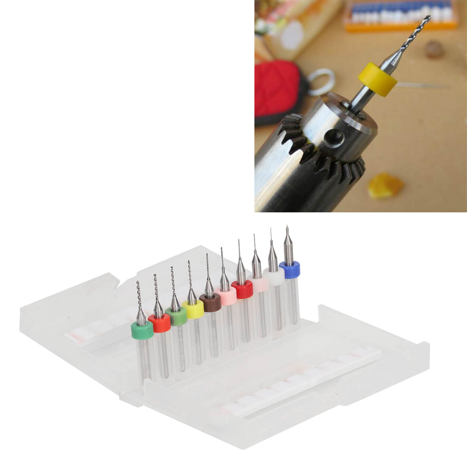 Wolframkarbid-spiralbohrer Für Leiterplatten, 1/8" Schaft, 10-teiliges Set, 0,1-1,0 Mm.