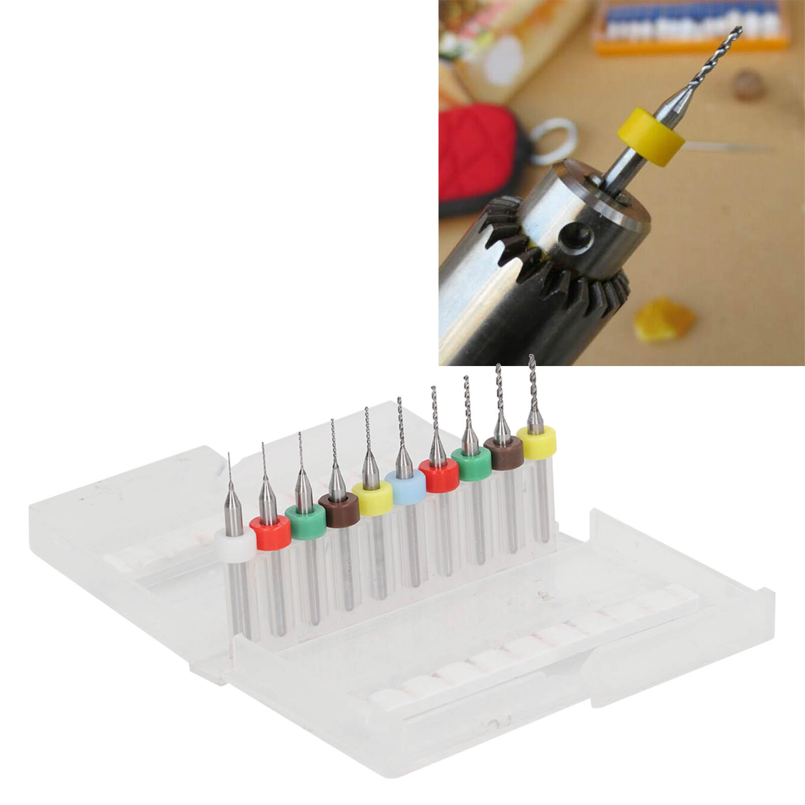 Wolframkarbid-spiralbohrer Für Leiterplatten, 1/8" Schaft, 10-teiliges Set, 0,3-1,2 Mm.