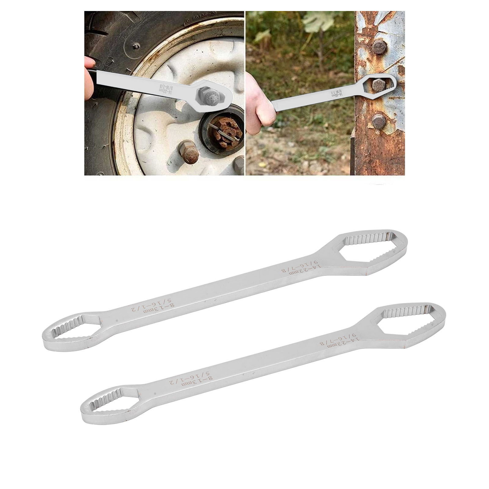 Verkauft Im 2er-set, Hochwertiger, Dicker Multifunktions-steckschlüssel Von 8 Bis 22 Mm, Verstellbarer, Doppelseitiger, Selbstspannender Universalschlüssel, Länge 260 Mm.