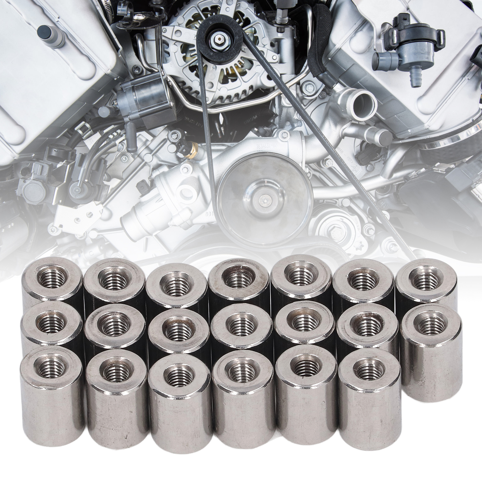 Satz Mit 20 Zylindrischen Verbindungsmuttern Mit Innengewinde M50,8-12-l16 Mm