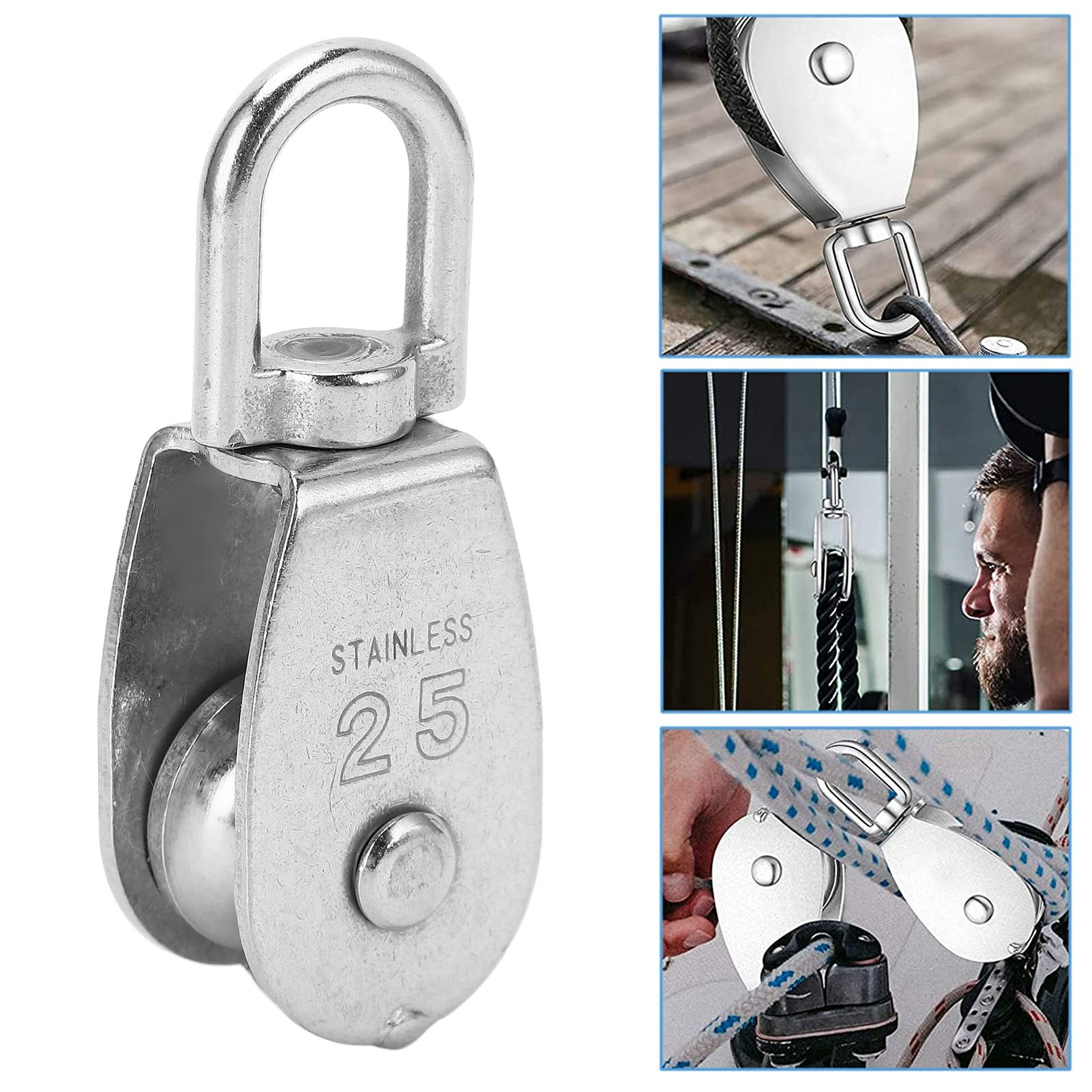 Verkauf Von 3 M25-einzelrollen Aus Edelstahl 304 Für Krane Mit Einer Tragfähigkeit Von 150 Kg. Geeignet Zum Heben Von Leitern, Hebezeugen, Fitnessgeräteliften Und Werkstattliften.