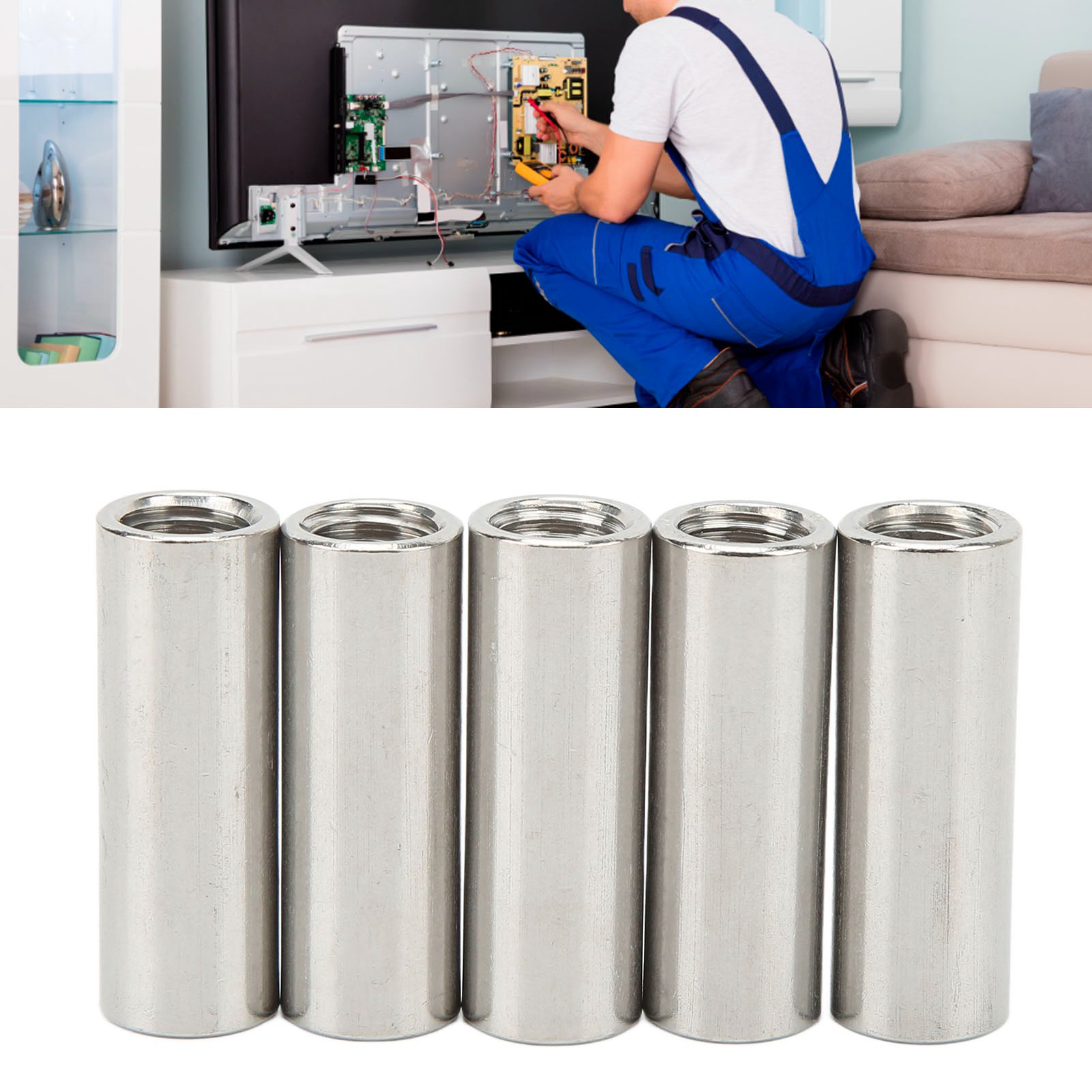 Satz Mit 5 Zylindrischen Verbindungsmuttern Mit Innengewinde M121,75-16-l45 Mm