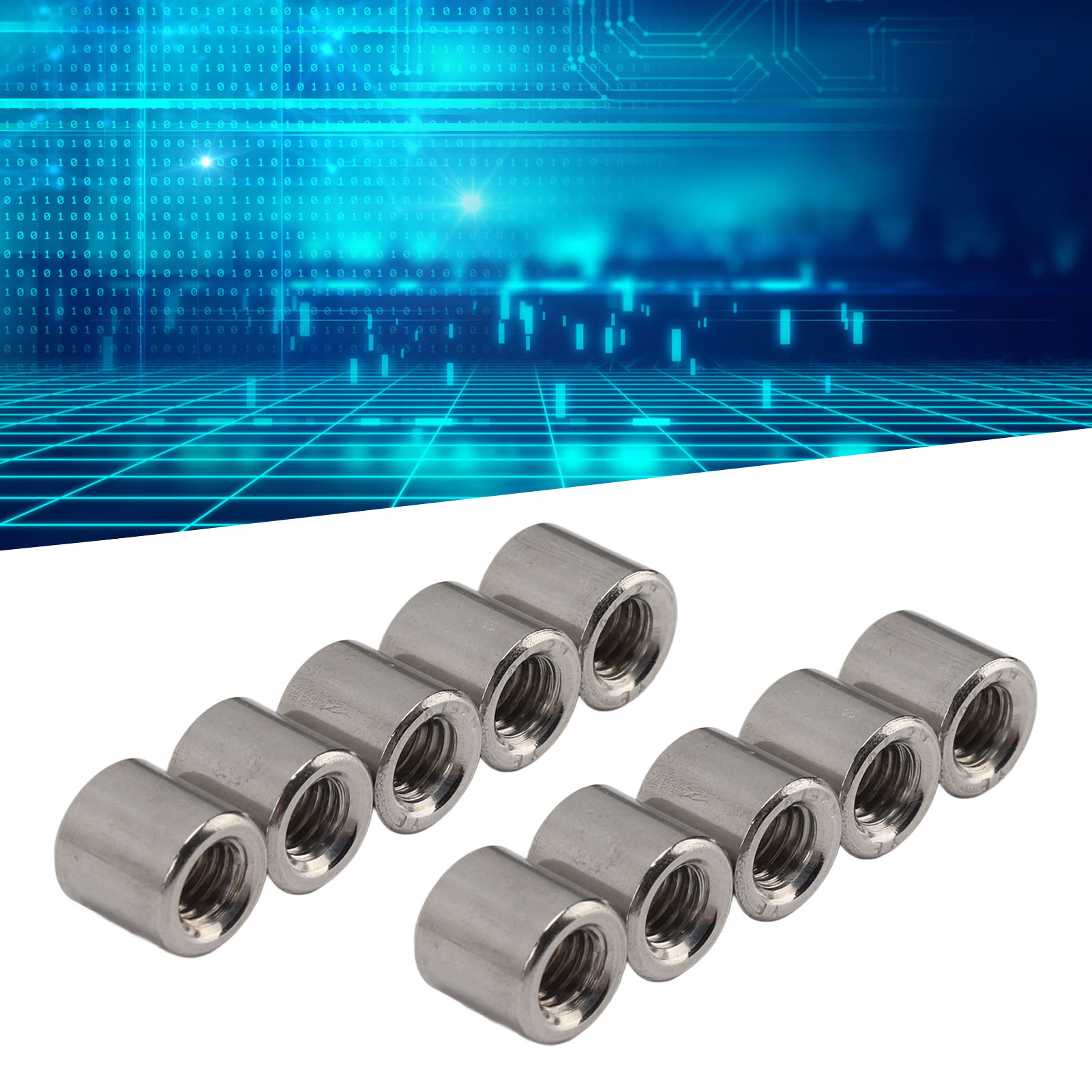 Satz Mit 50 Zylindrischen Muttern M61,0-10-l10 Mm Mit Innengewinde Aus Edelstahl 304