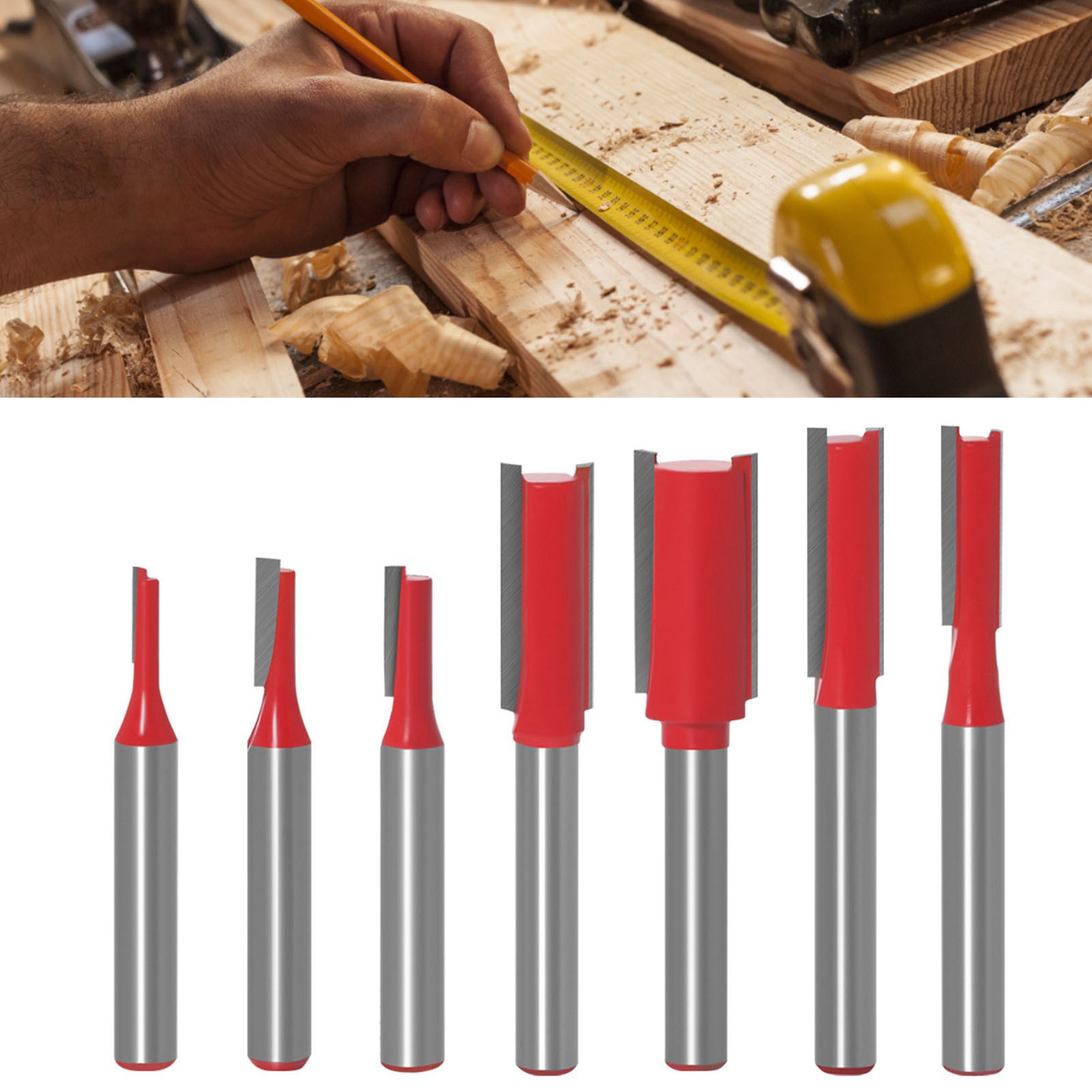 Set Mit 7 Doppelseitigen Fräsern Für Die Holzbearbeitung: Nutfräser, Gravierfräser, Feinfräser.