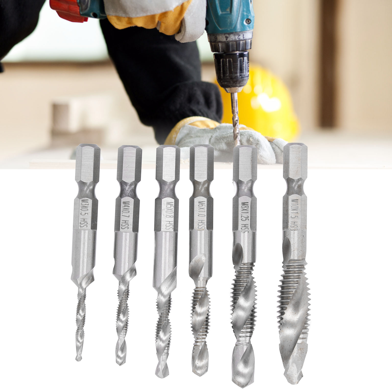 White Diamond 4241 3-in-1 Gewindebohrer-set Aus Verbundmaterial Für Elektrische Bohrmaschinen Mit Sechskantschaft