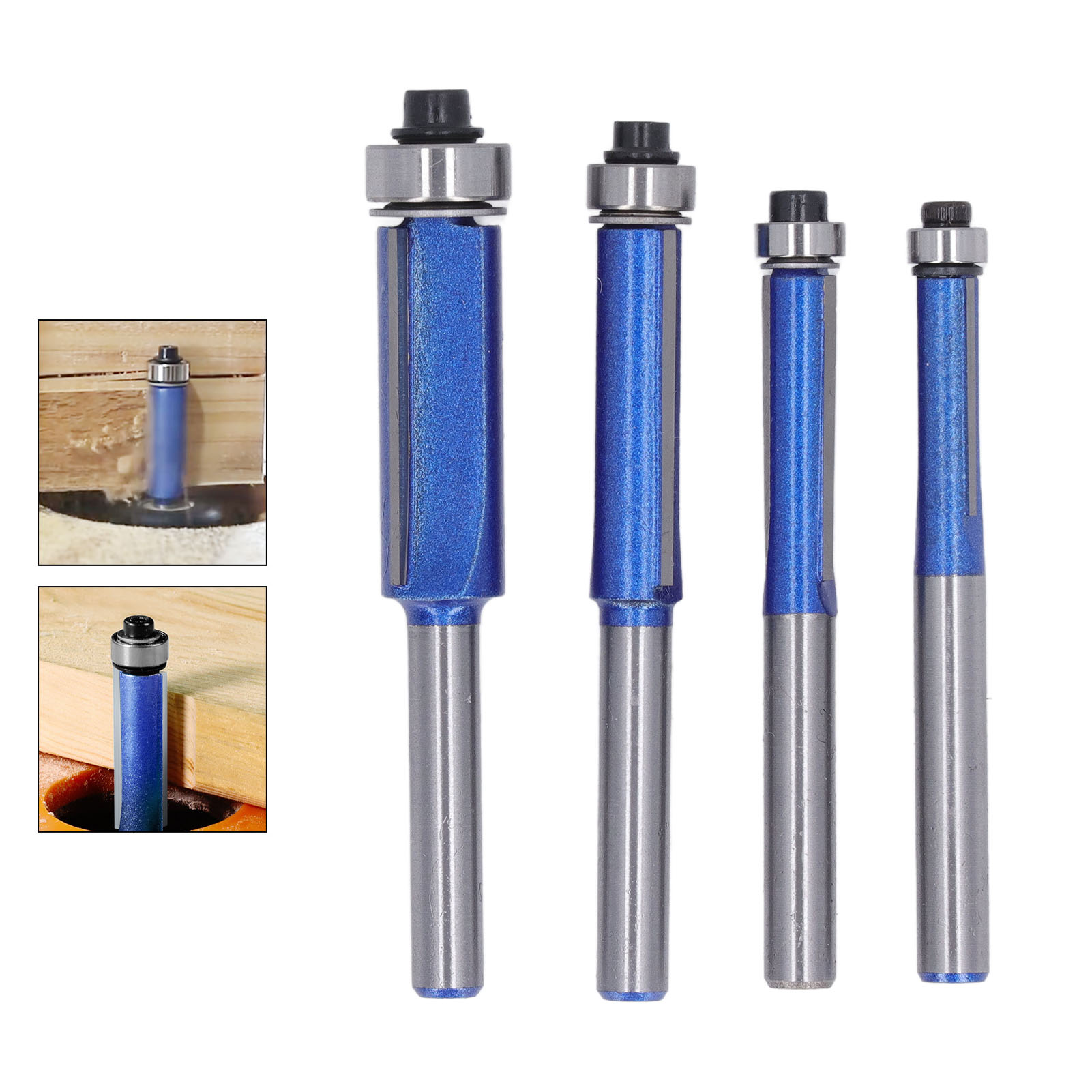 Professioneller Fasen- Und Kantenanleimfräser Mit 6,35 Mm (1/4") Schaft, Silberblaue Farbe.