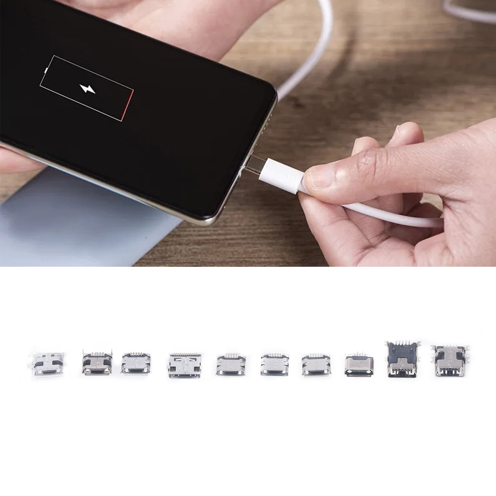 100 Micro-mini-usb-buchsen In Verschiedenen Größen Für Android-handys, Plus Eine Box.