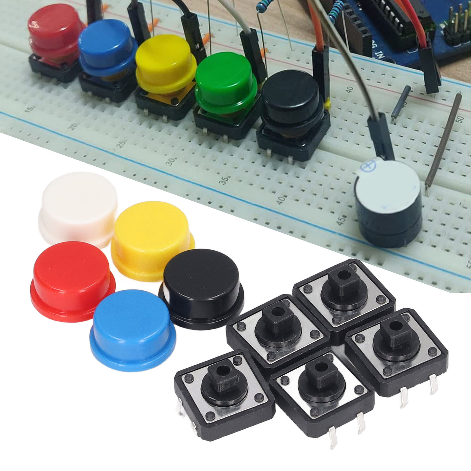 Packung Mit 25 Runden Taktilen Schaltern 12 X 12 X 7,3 Mm, Miniatur-4-pin-smd-sofortschalter Für Leiterplatten, Mit Kappen.