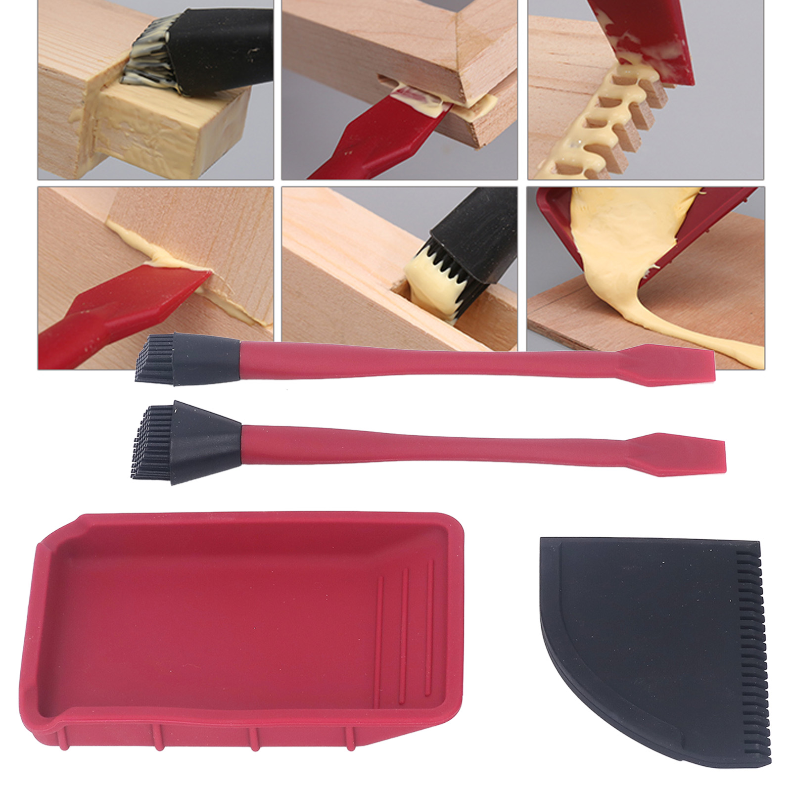 Set Mit Vier Silikonpinseln, Borstenpinsel, Weicher Gummipinsel, Leimpinsel Für Holzarbeiten, Latexpinsel, Massivholzpinsel, Weißleimpinsel-set