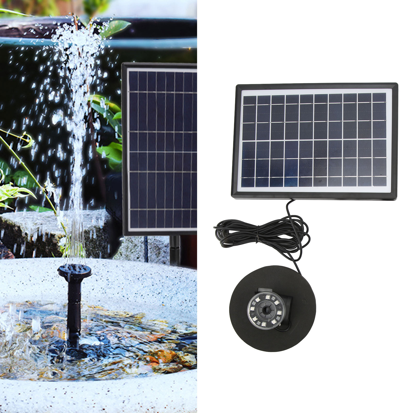 Sf083-a1 Geteilter, Schwimmender Solarbrunnen Mit Led-beleuchtung, Solarpumpe, 8 V Gleichstrom