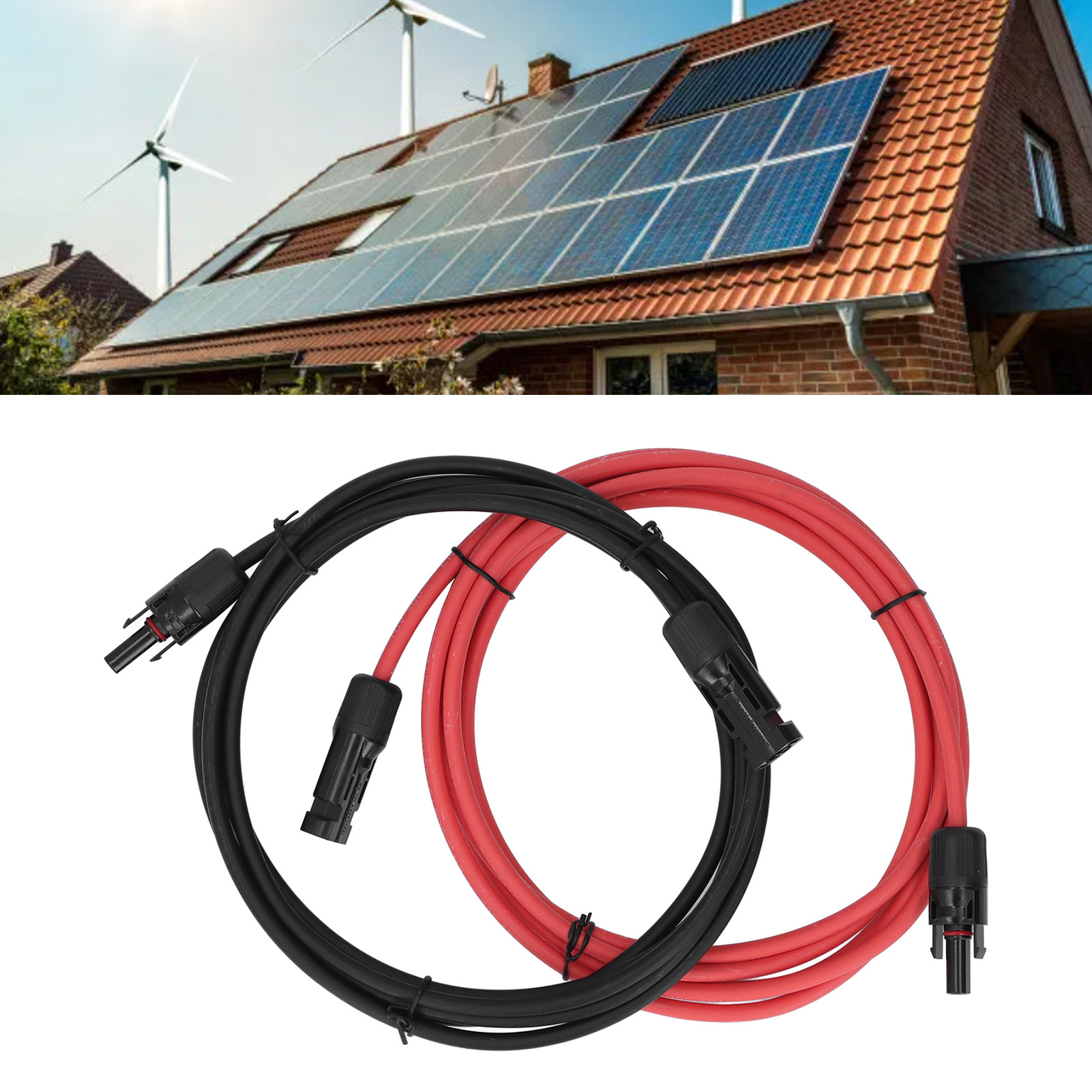 10awg Solar-verlängerungskabel, Mit Stecker Und Buchse, Rot Und Schwarz, 15 Meter